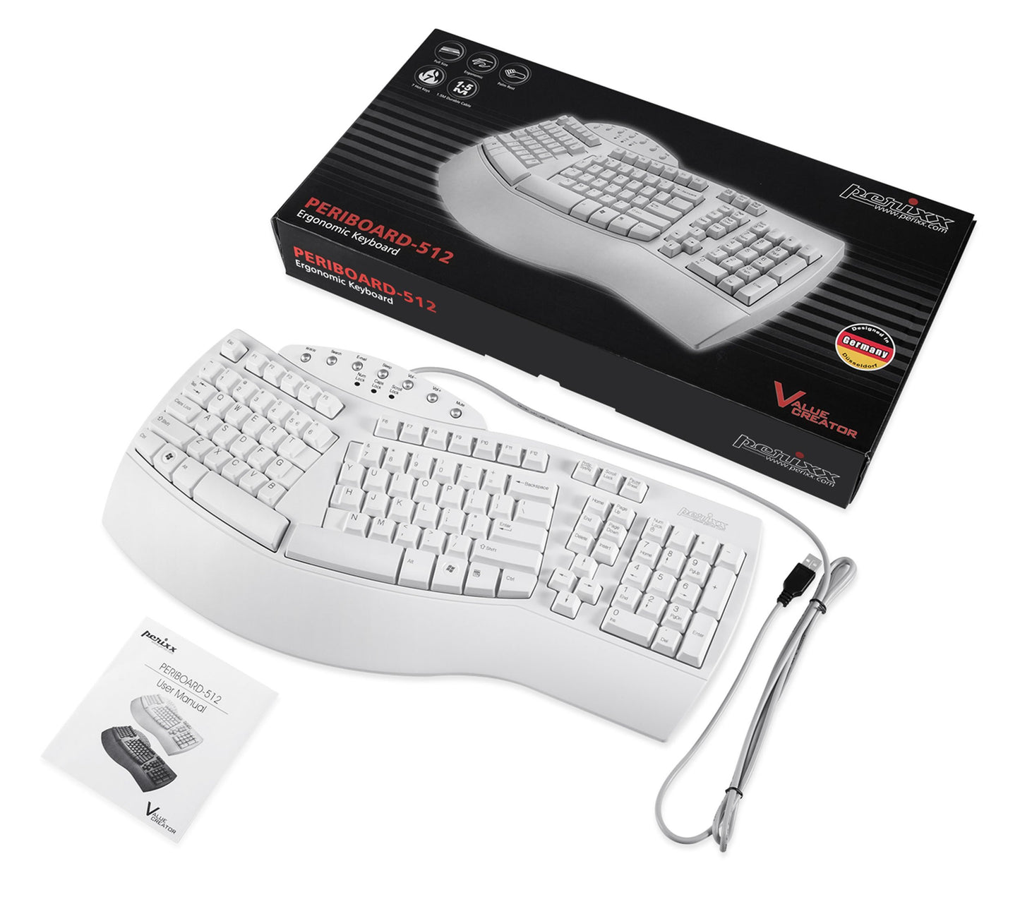 PeriSplit Ergonomic Keyboard with Wrist Rest - Black