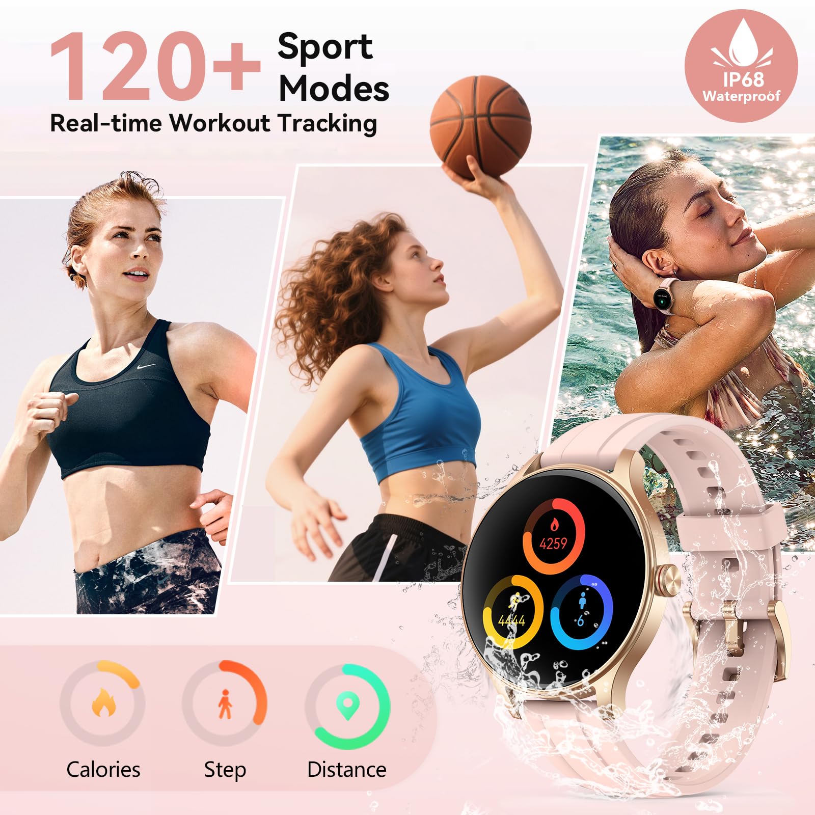 PinkFit Smartwatch - 2 Bands, 7-day Battery - Small Enterprise