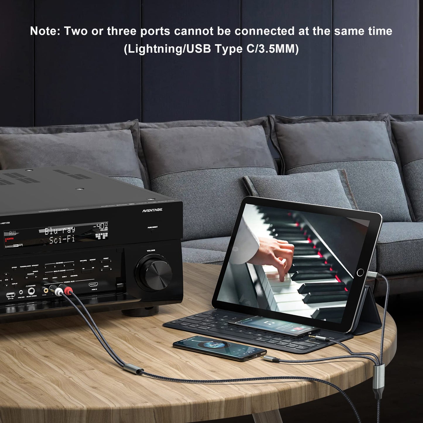 TriConnect Audio Cable: 3-in-1 Lightning/RCA/USB-C