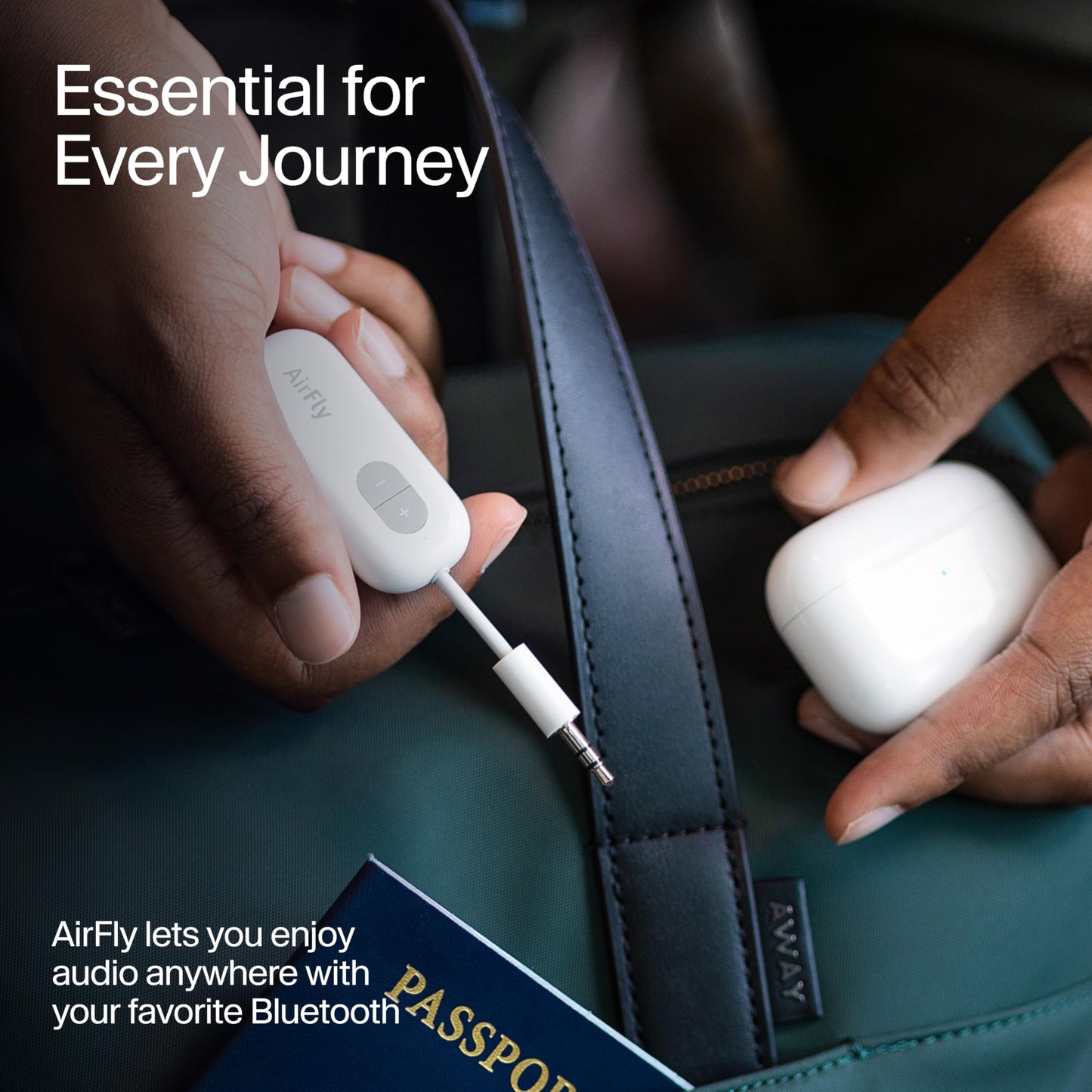 Twelve South AirFly SE | Bluetooth Wireless Audio Transmitter Adapter for AirPods/Headphones, 20+ Hr Battery, Works with 3.5mm aux Jacks on Airplanes, TVs, Gym Equipment, and Travel - Small Enterprise