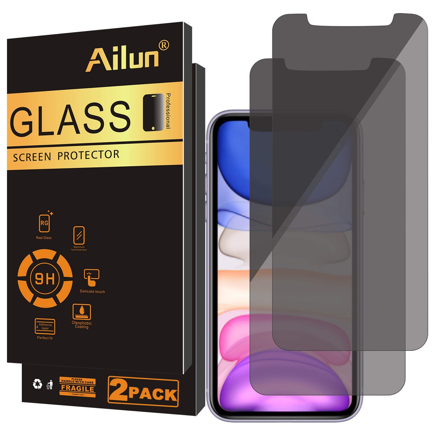 Ailun iPhone Privacy Glass 3-Pack - 6.1 Security - Small Enterprise
