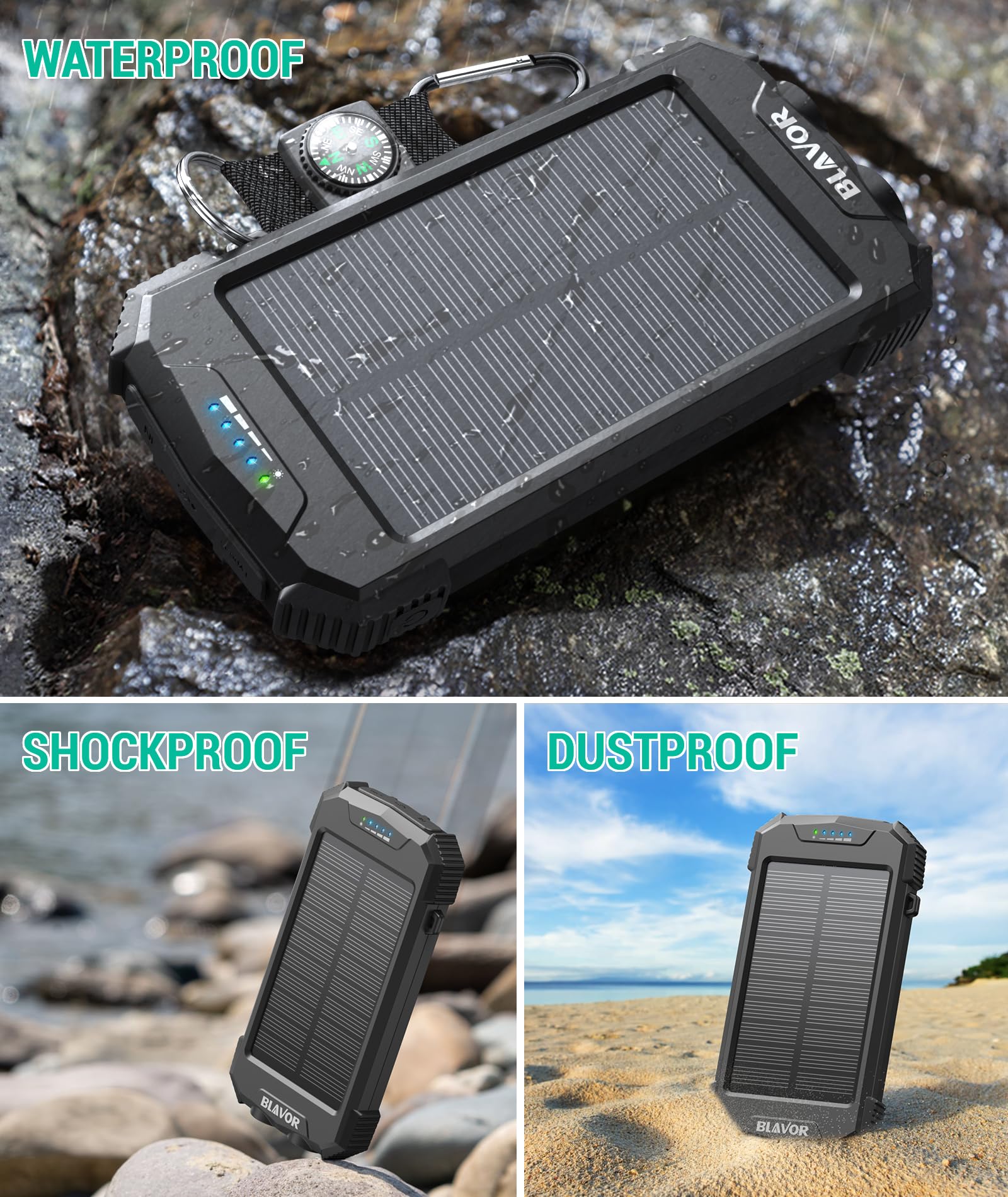 BLAVOR SolarPower 10K: Fast Portable Charger & Light - Small Enterprise
