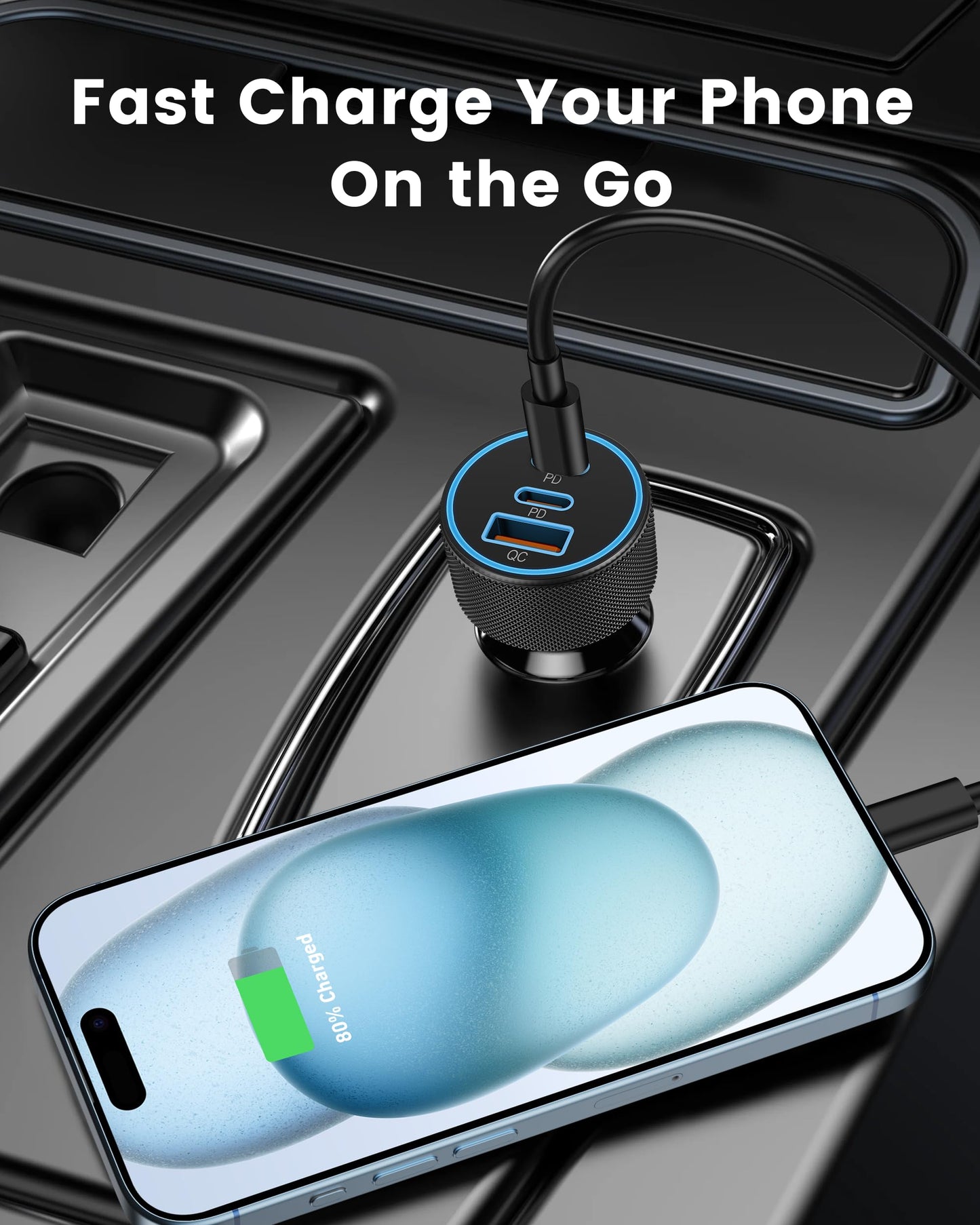 FastCharge 3-Port USB C Car Adapter 67W Power Hub - Small Enterprise