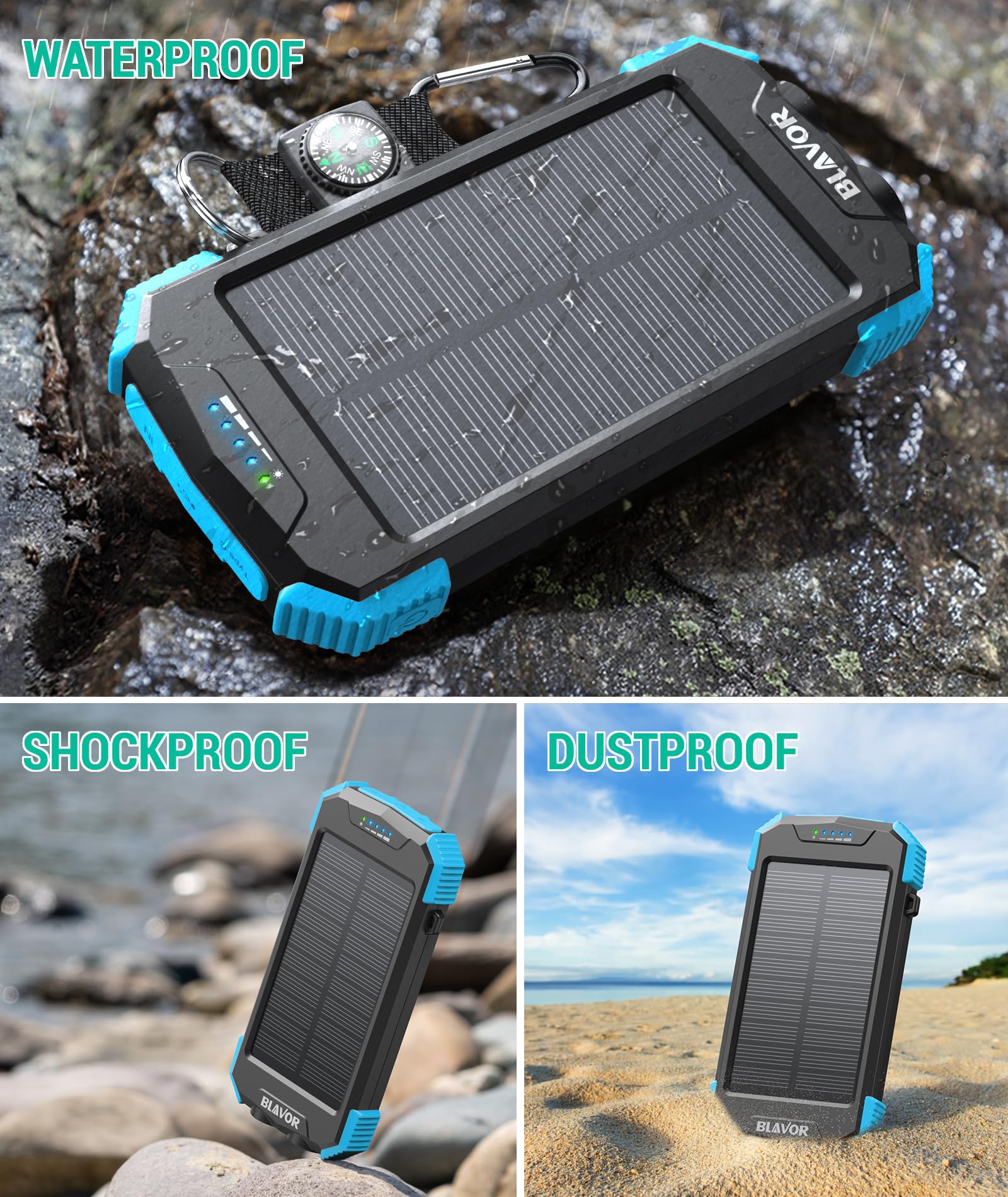 BLAVOR SolarPower 10K: Fast Portable Charger & Light - Small Enterprise