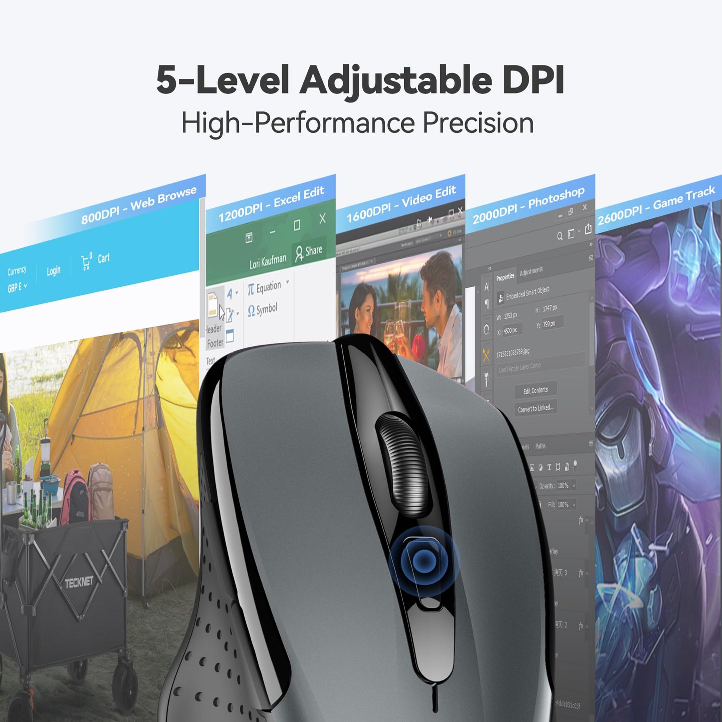 ErgoGlide Wireless: 6-Button, 2600 DPI, 24-Month Power