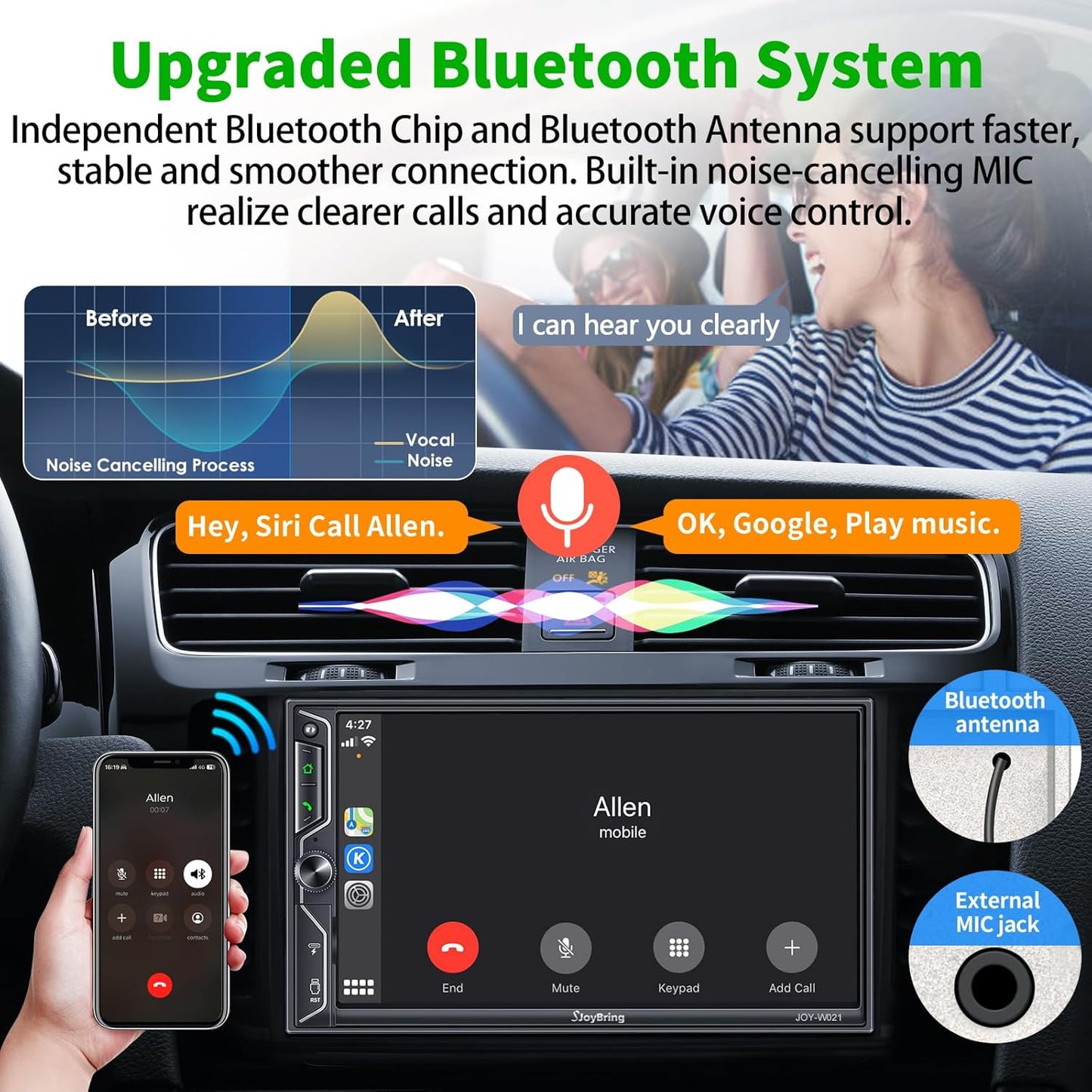 QLEDSync 7 Car Stereo: Wireless CarPlay & Android
