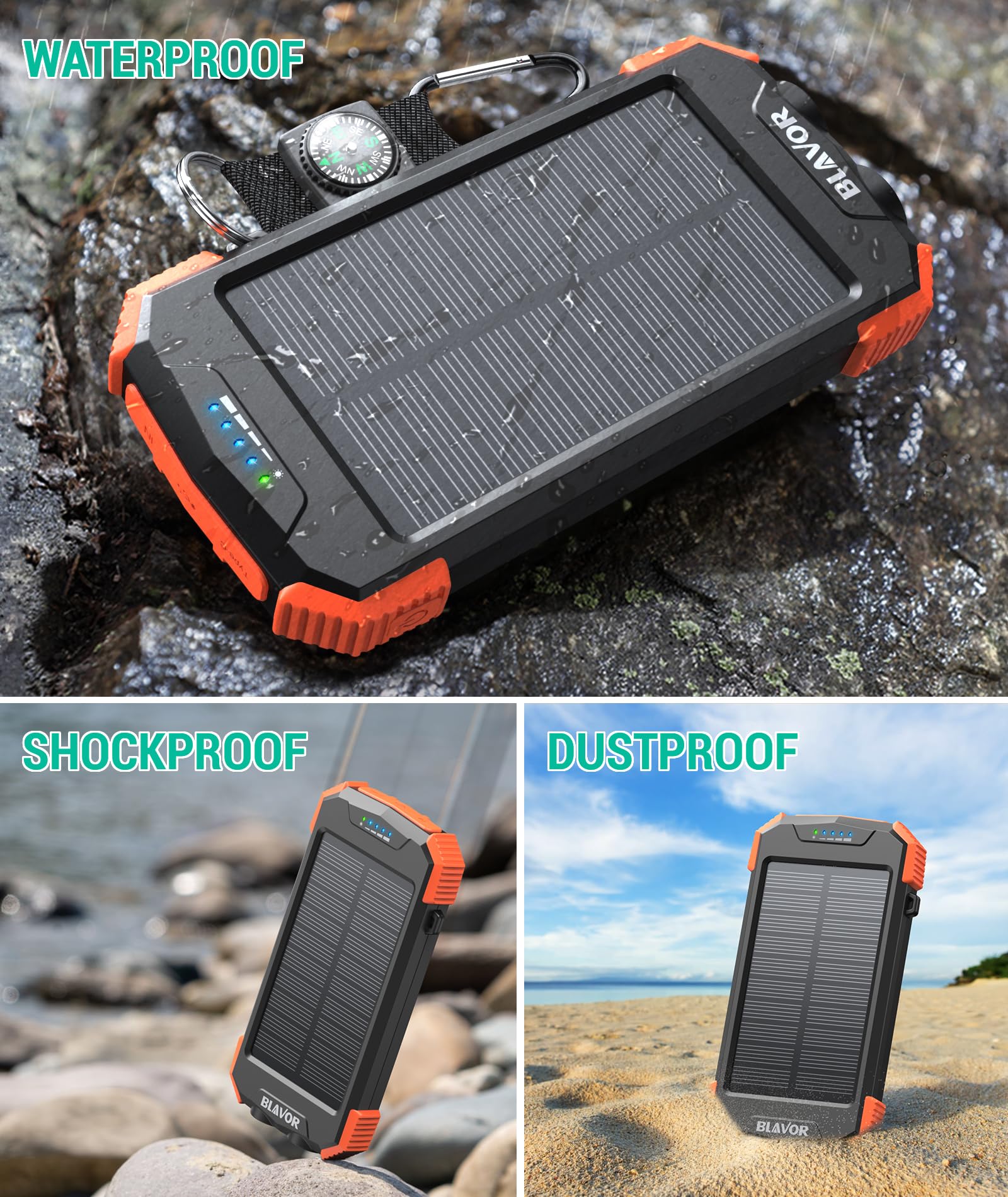 BLAVOR SolarPower 10K: Fast Portable Charger & Light - Small Enterprise