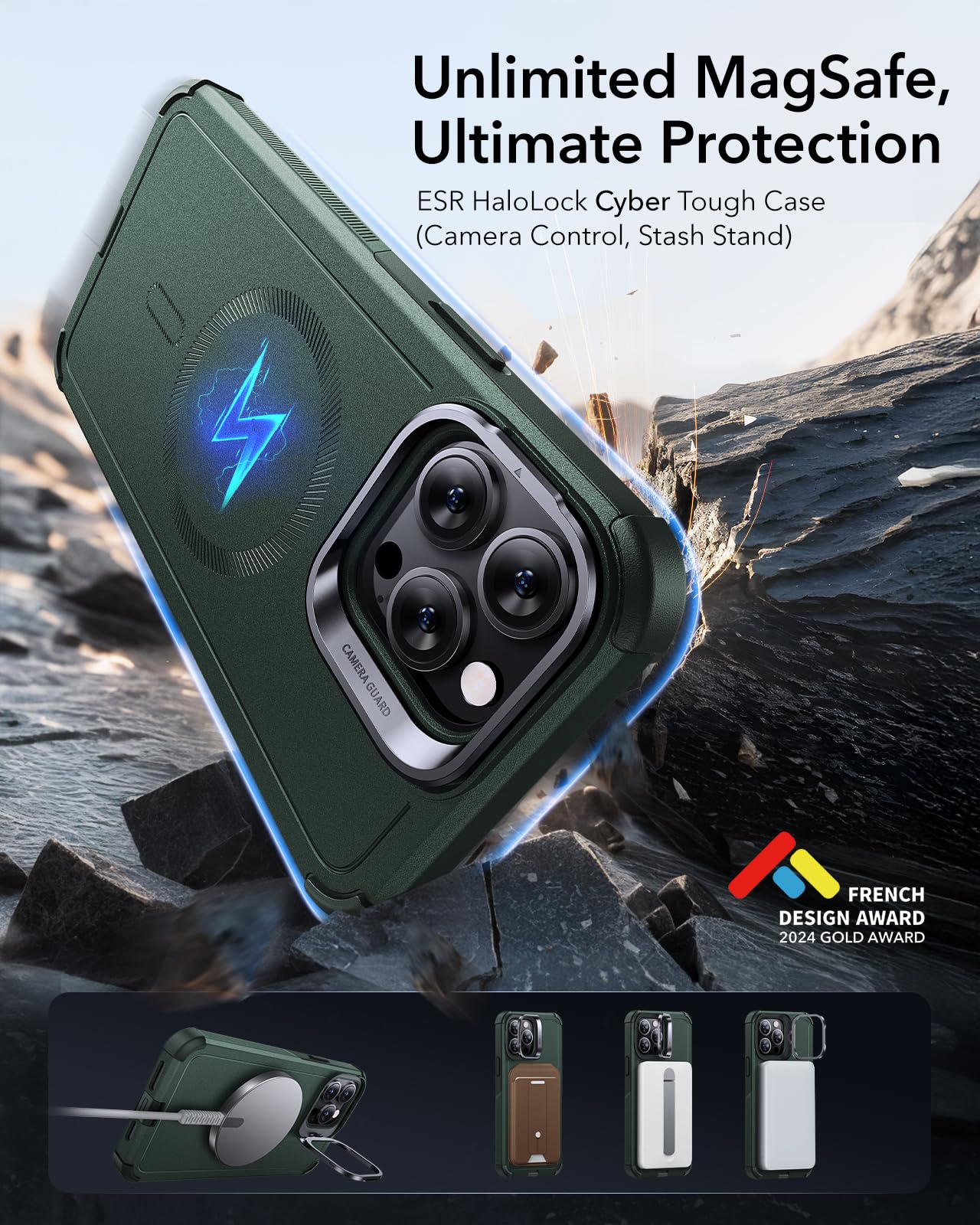 ESR Air Armor: Clear Black Military-Grade iPhone Case