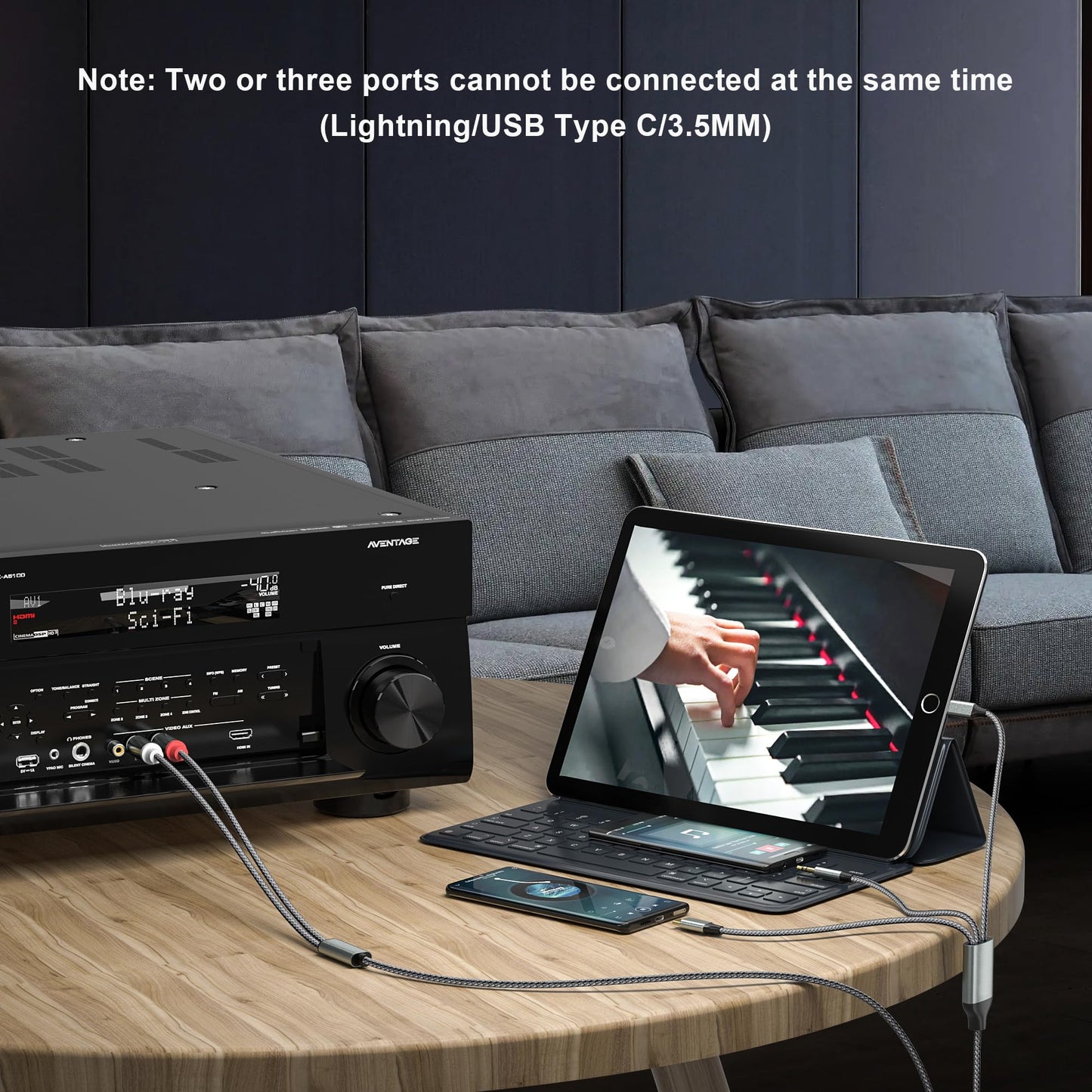 TriConnect Audio Cable: 3-in-1 Lightning/RCA/USB-C