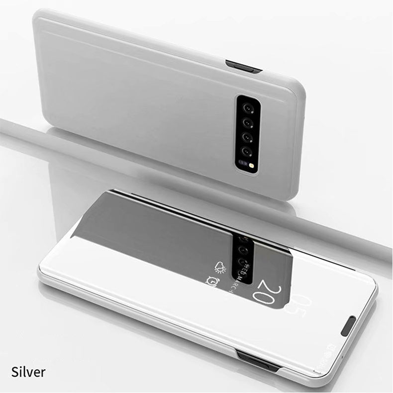 Luxury leather transparent mirror flip phone case - Small Enterprise