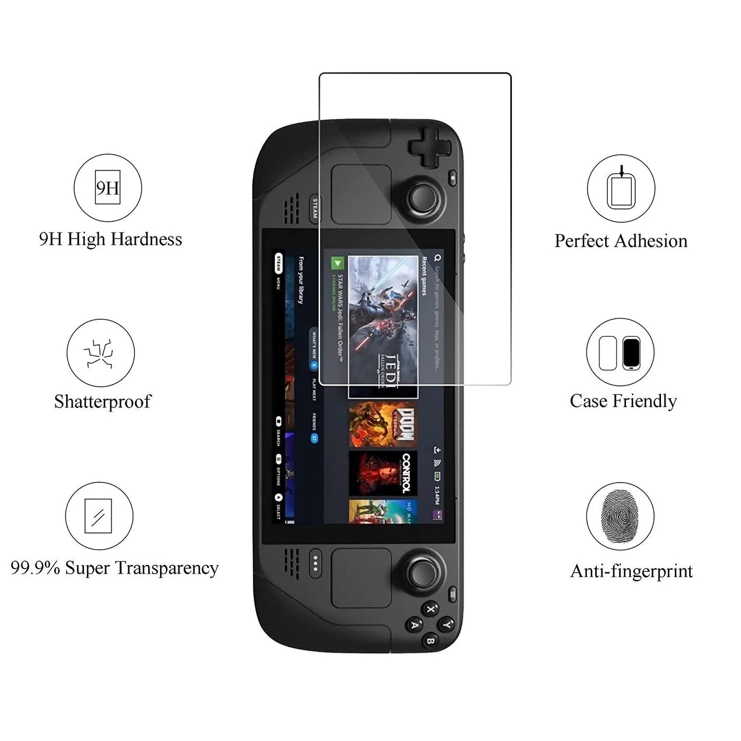 2Pcs Screen Protector for Steam Deck OLED HD Tempered Glass Screen Protection on New Steam Deck Oled Switch Oled Film Accessory