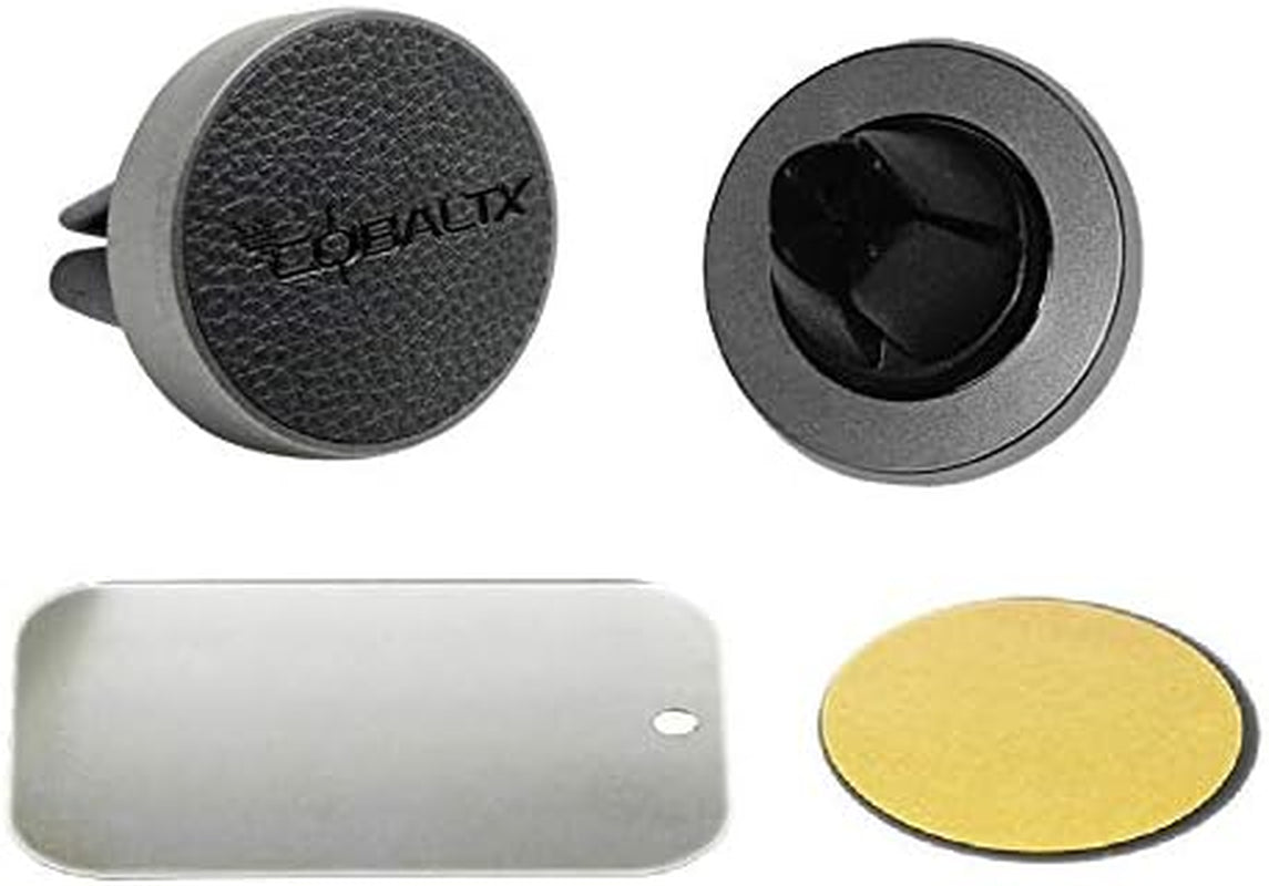 Universal Magnetic Air Vent Mount Ultra-Compact Leather Luxury Series Compatible with Iphone X/10/8/7/6 S8/S7/S6 Ios/Android Smartphone Car Cell Phone Mount Snap Technology CHARCOAL/LEATHER