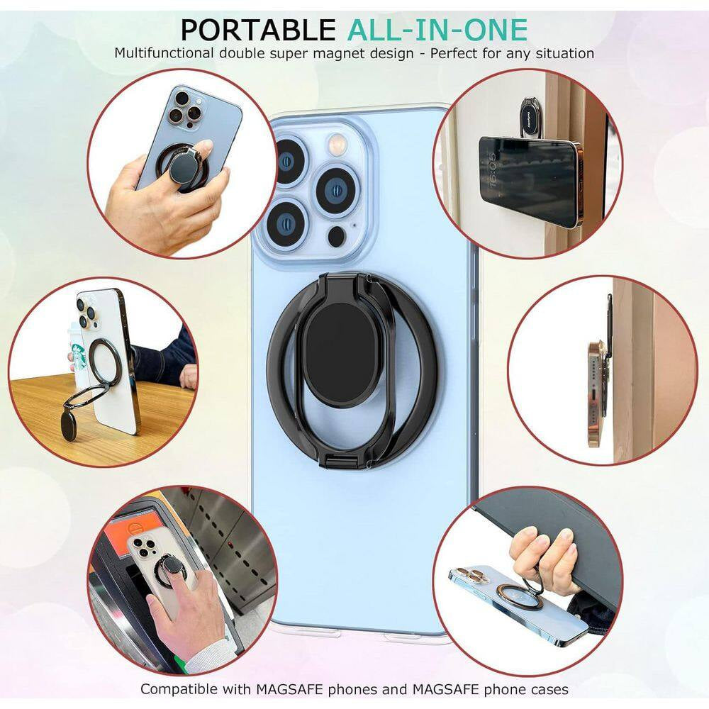 Magnetic Phone Ring Holder with Magsafe Double Adjustable Gym Ring Grip Removable for Iphone Ipad Smartphones Colorful
