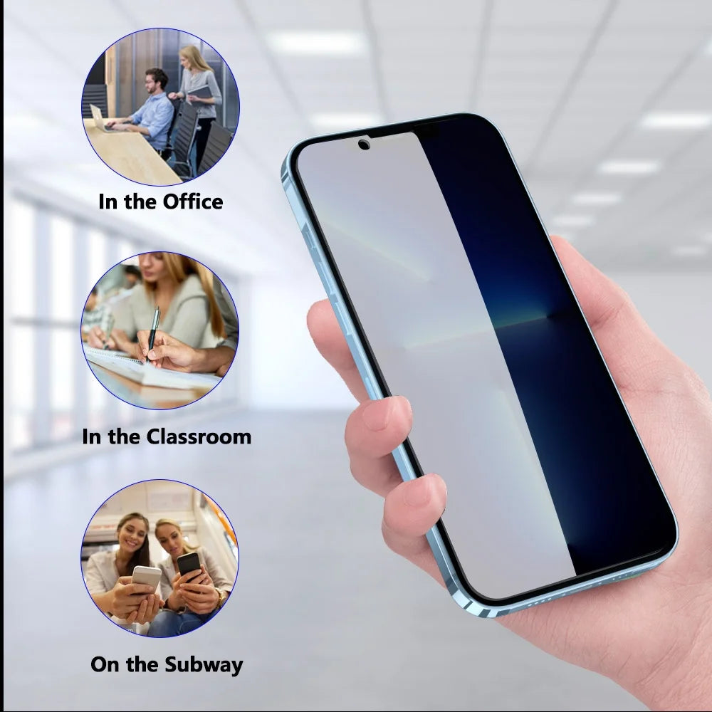 Privacy Screen Protector Compatible with Iphone 13 Pro anti Spy Case Friendly Tempered Glass 9H Black (2 Pack)