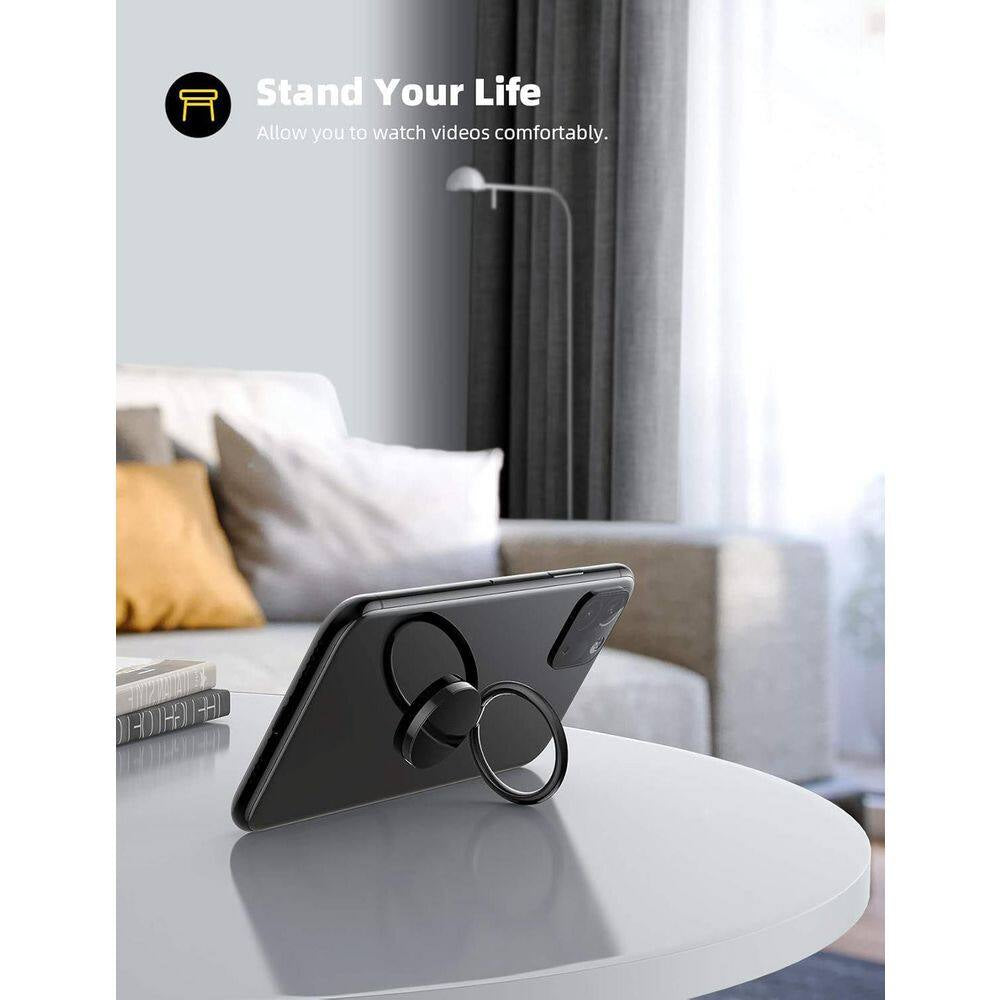 Phone Ring Holder Grip Stand 360° Rotation Finger Metal Kickstand for Magnetic Car Mount Compatible with Iphones