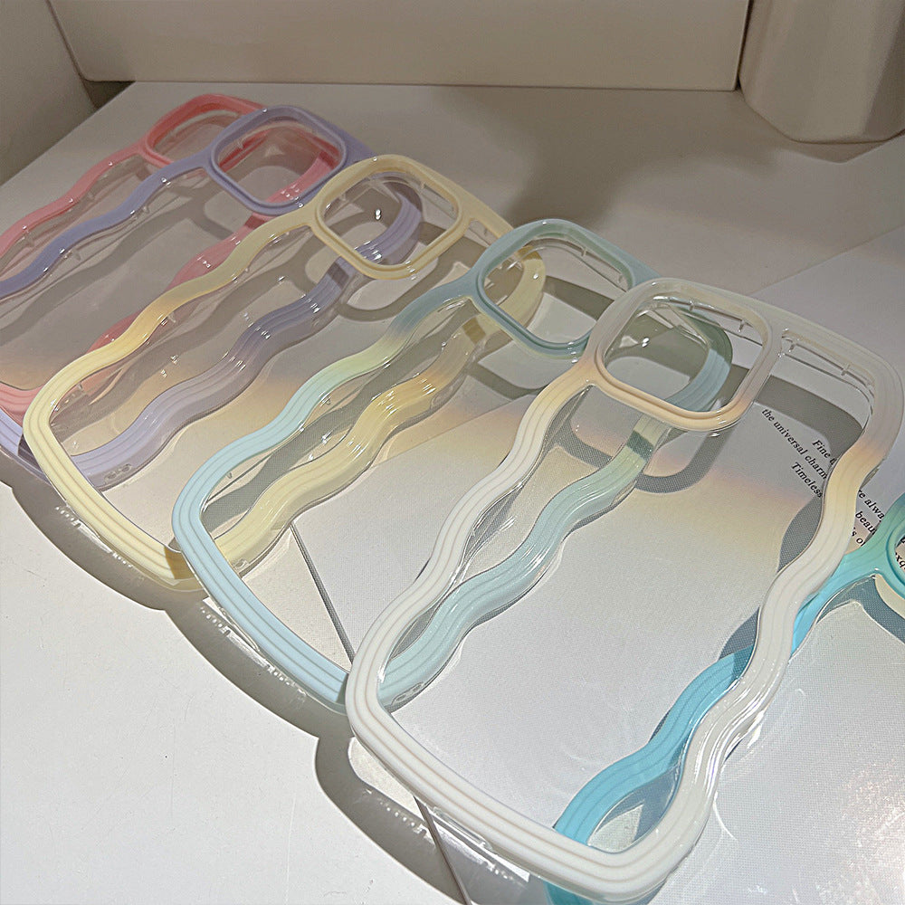 Wave Border Mobile Phone Case Solid Color Simple Candy Color - Small Enterprise