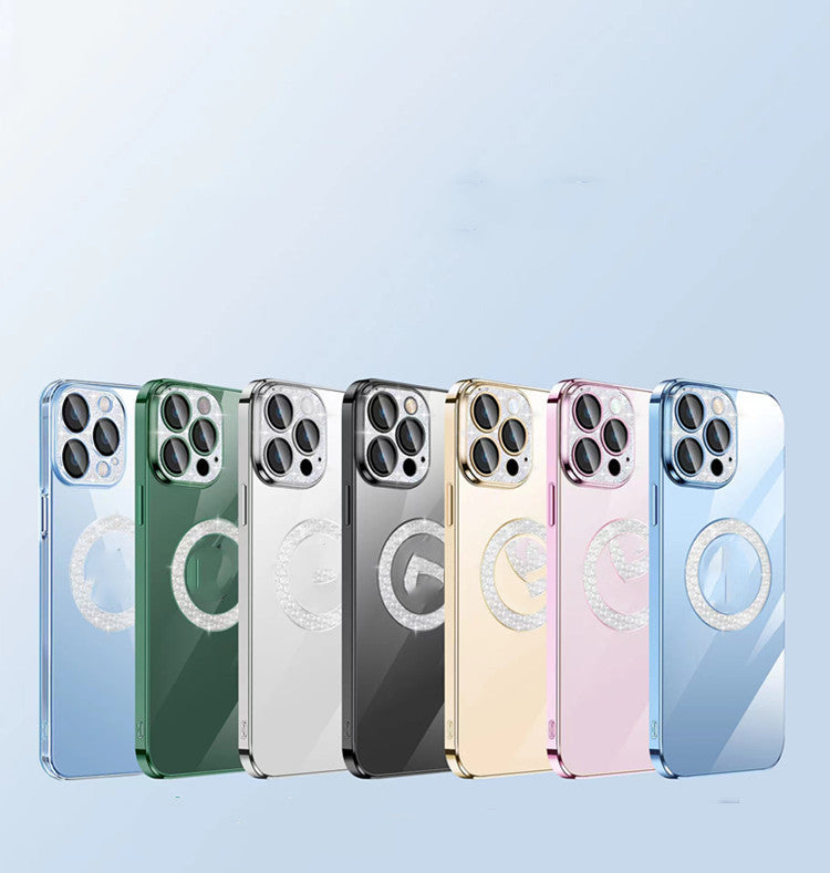 Electroplating Soft Diamond Ring Phone Case Drill Leakage Standard Mobile Phone Case Lens Film - Small Enterprise