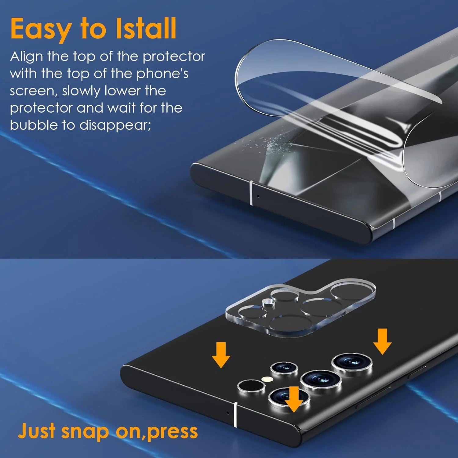 3 Pack for Samsung Galaxy S24 Ultra Screen Protector with 2 Pack Transparent Lens Protector for Samsung S24 Ultra Touch Sensitive Bubble Free(3+2 Pack)