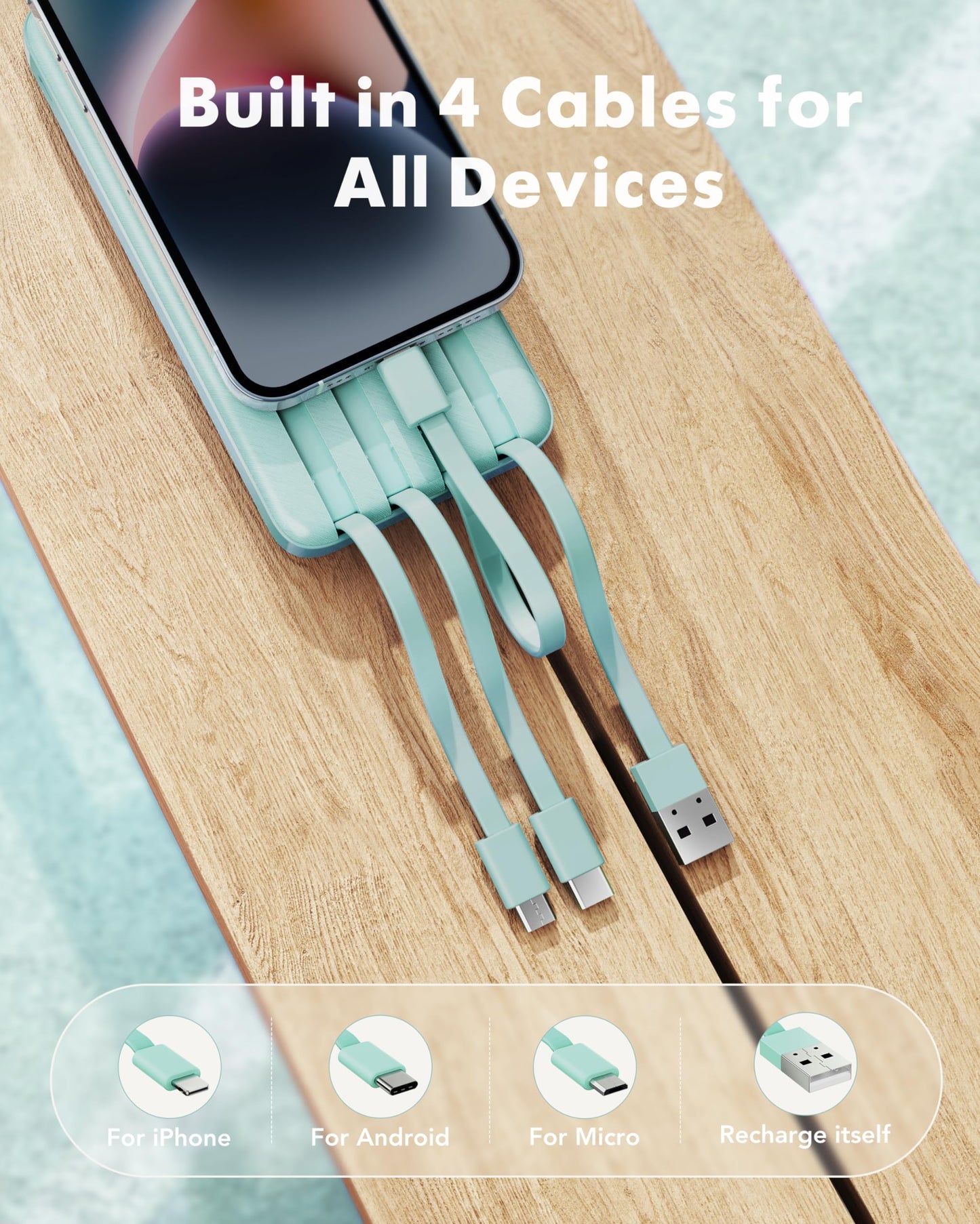 TravelMax 10K: Slim Power Bank w/ Built-in Cables - Small Enterprise