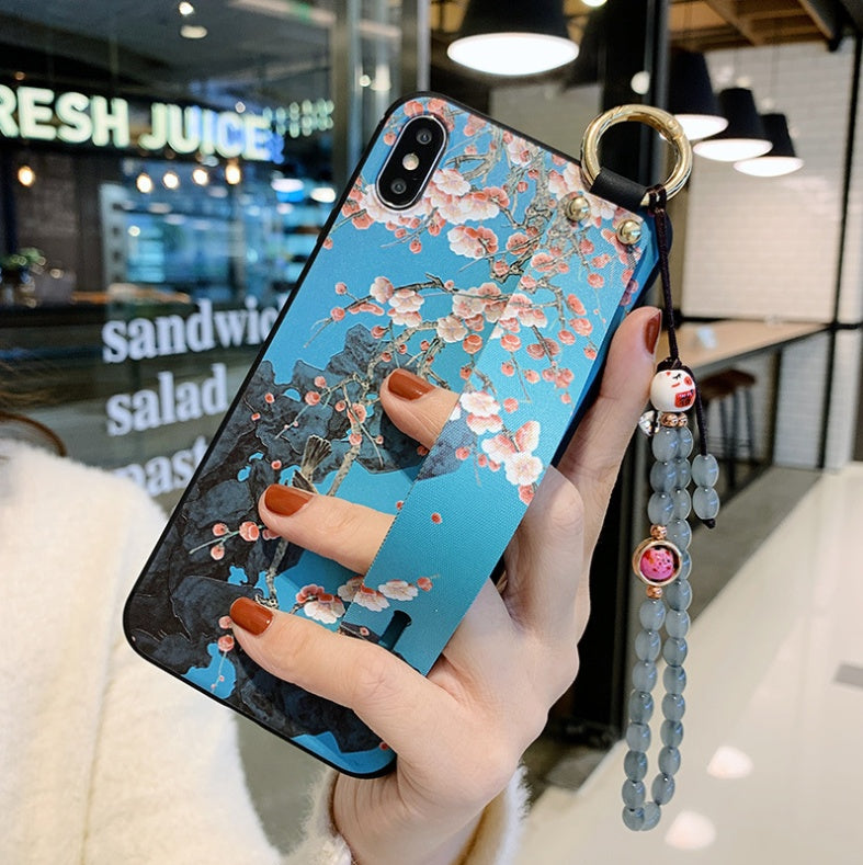 Compatible with Apple, Rose Flowers Wrist Strap phone Cases For iPhone - Small Enterprise