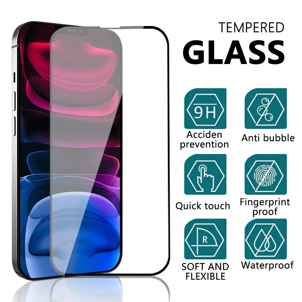 Iphone 13 Pro Max Screen Protector Tempered Glass + Camera Lens Protector , for Iphone 13 Mini, 13 Pro Screen Protectors, 9H Black