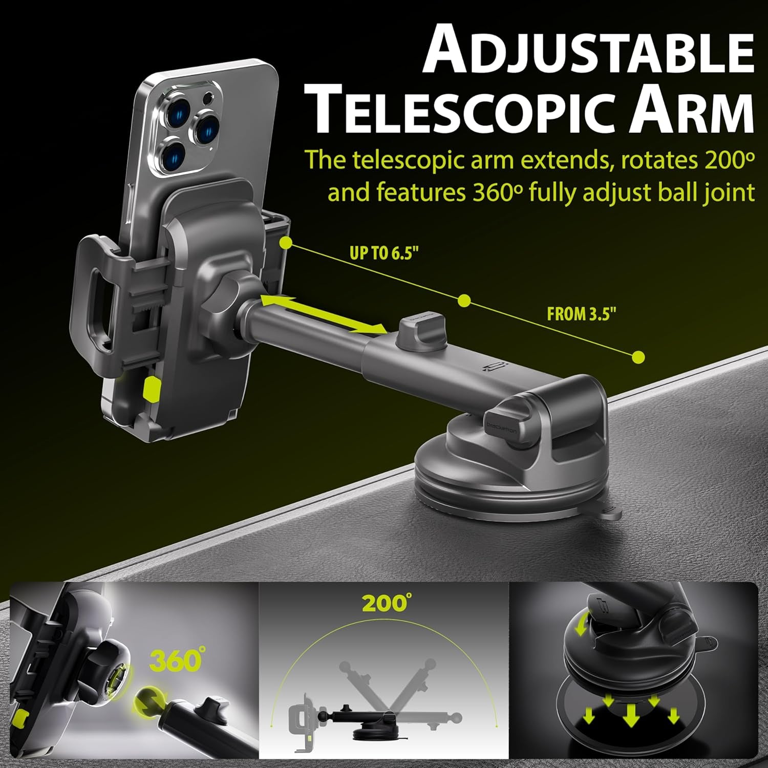 Tripgrip Series Cell Phone Mount Phone Holder for Car Dashboard Windshield Vent Expandable