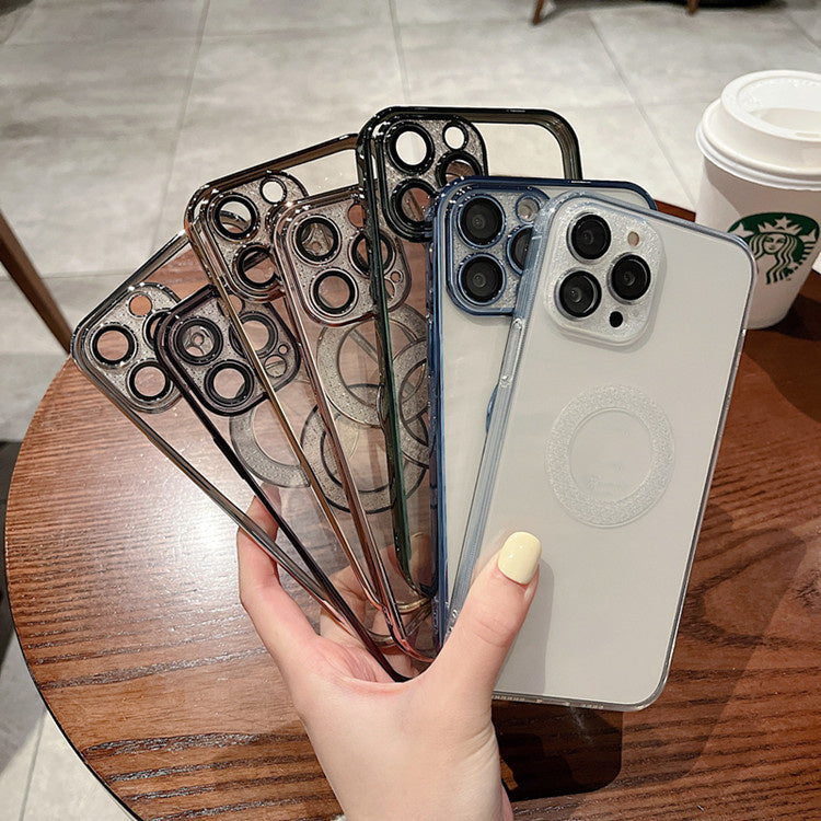 Electroplating Soft Diamond Ring Phone Case Drill Leakage Standard Mobile Phone Case Lens Film - Small Enterprise