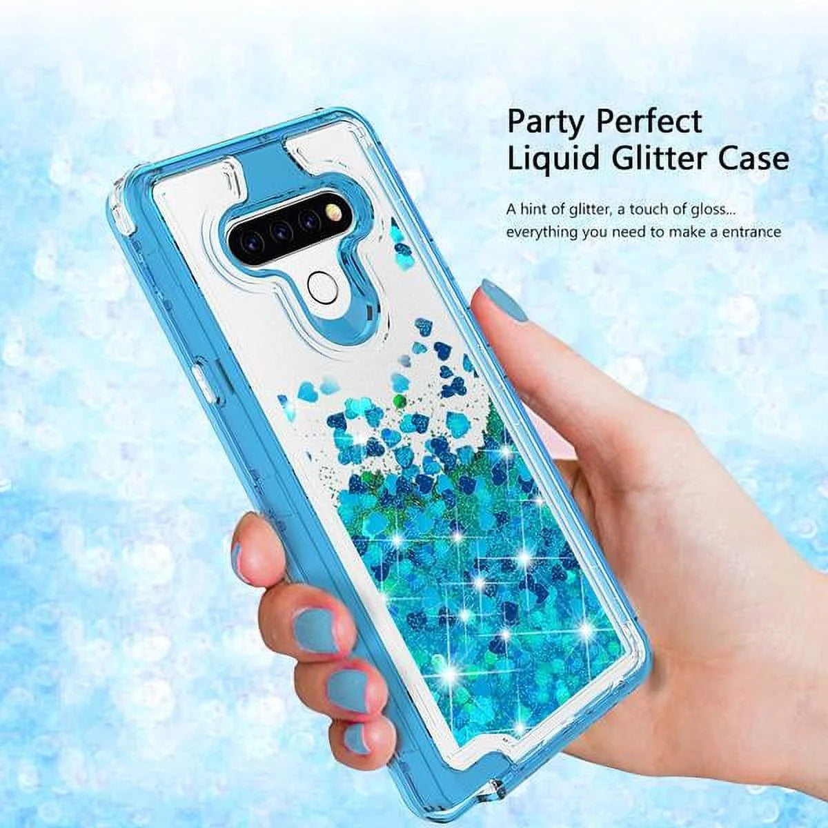 LG Stylo 6 / Stylo 6 plus Case, Clear Glitter Sparkle Flowing Liquid Shockproof Protective Case - Teal
