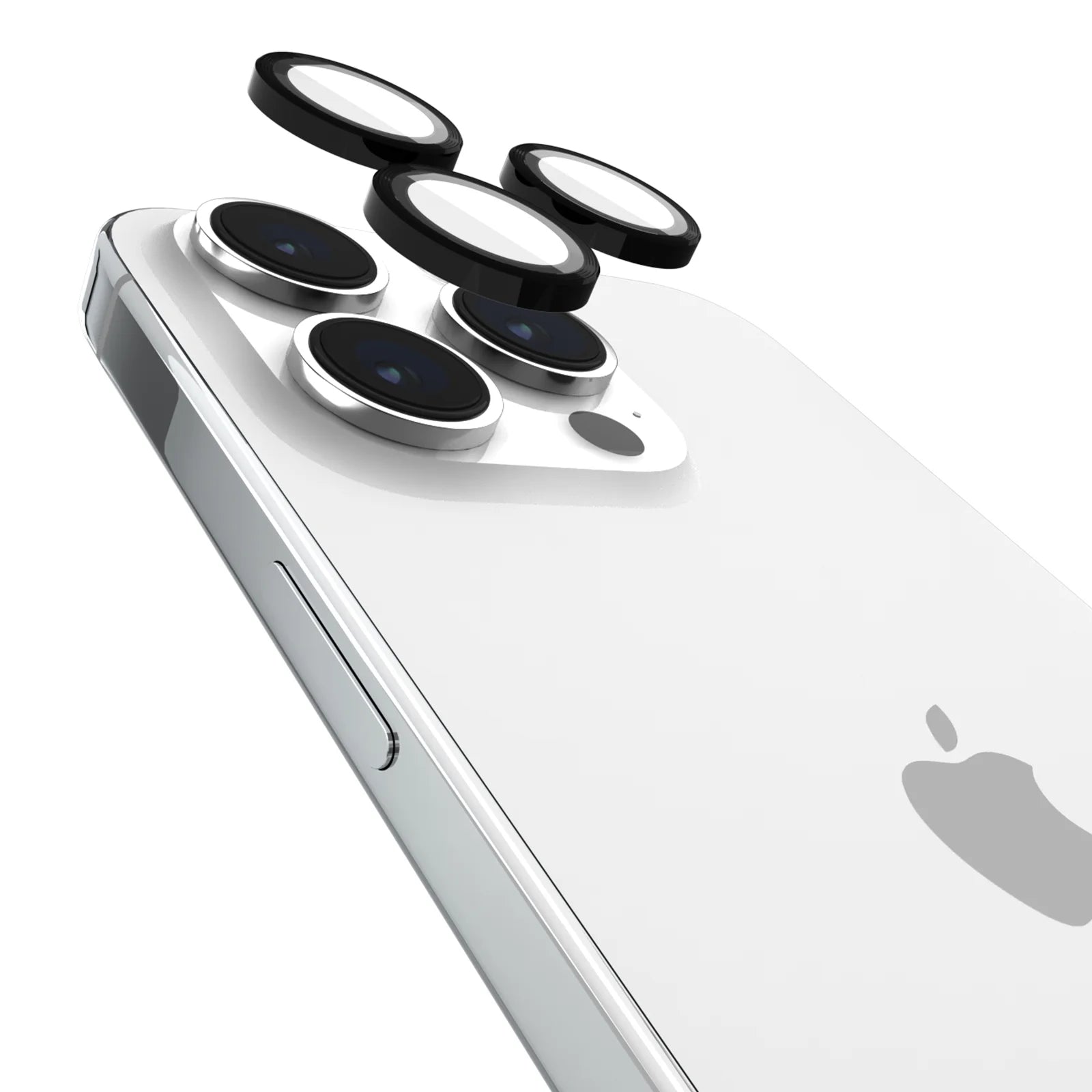 Apple Iphone 15 Pro / Iphone 15 Pro Max Camera Lens Protector W/ Aluminum Ring - Double Tempered Glass - Black