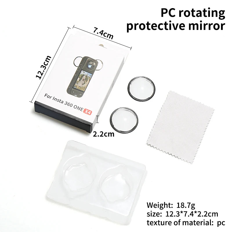 Suitable for Insta360 X4 lens protector, PC rotating scratch resistant panoramic motion camera lens film accessory
