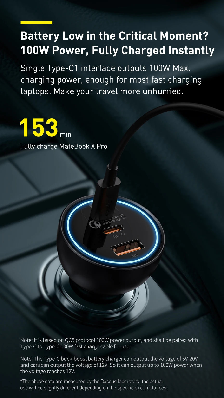 Baseus 160W Car Charger QC 5.0 Fast Quick Charging PPS PD3.0 USB Type C Car Phone Charge For iPhone 13 14 15 Pro Laptops Tablets