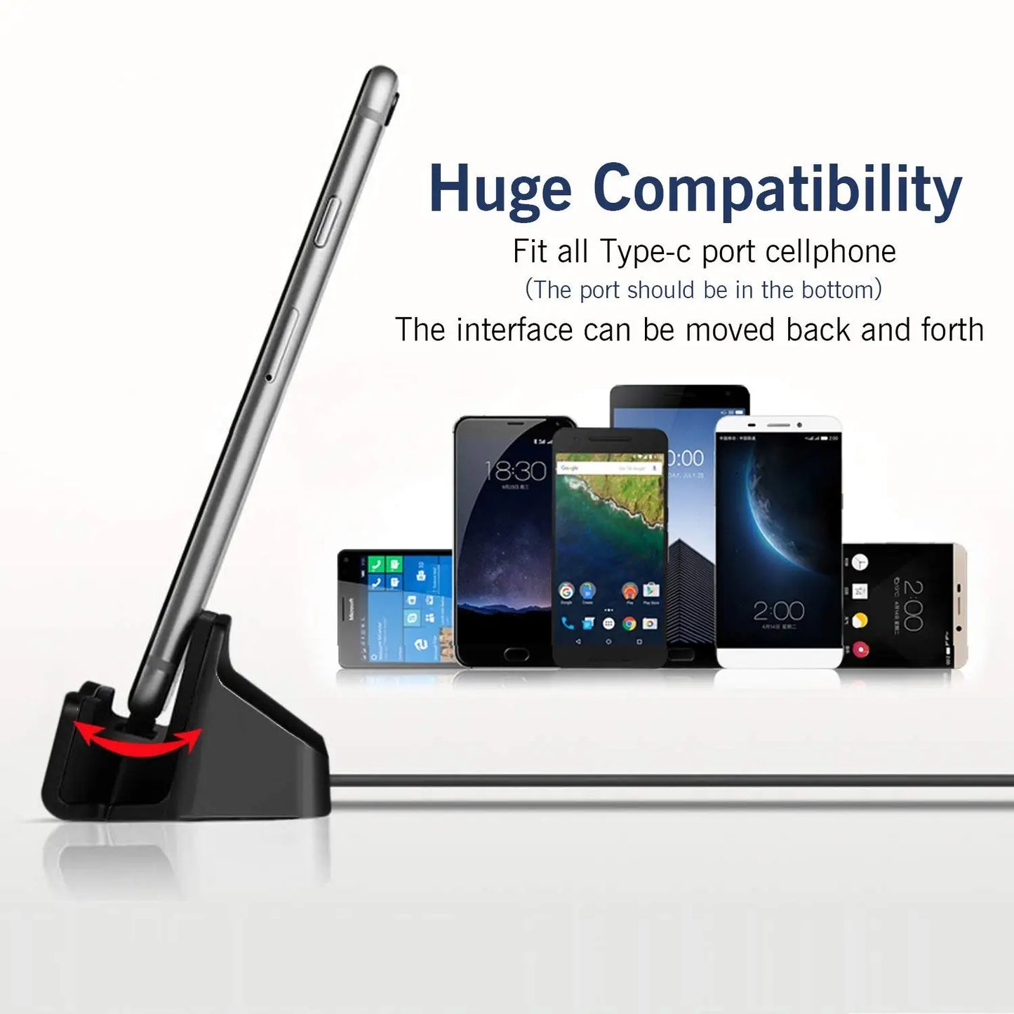 Docking Station Charger For iPhone 14 13Pro Android Type C Desktop Charging Port Sync Cradle Dock Stand Holder Micro USB-C Phone