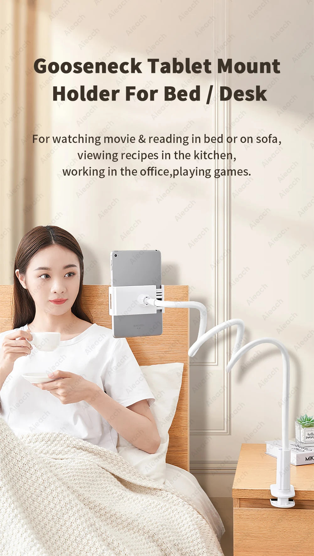 Tablet Bracket for Bed Desk Gooseneck Tablet Stand Flexible Long Arm Clamp 11 inch Tablet Holder For Smartphone Redmi Lenovo Pad