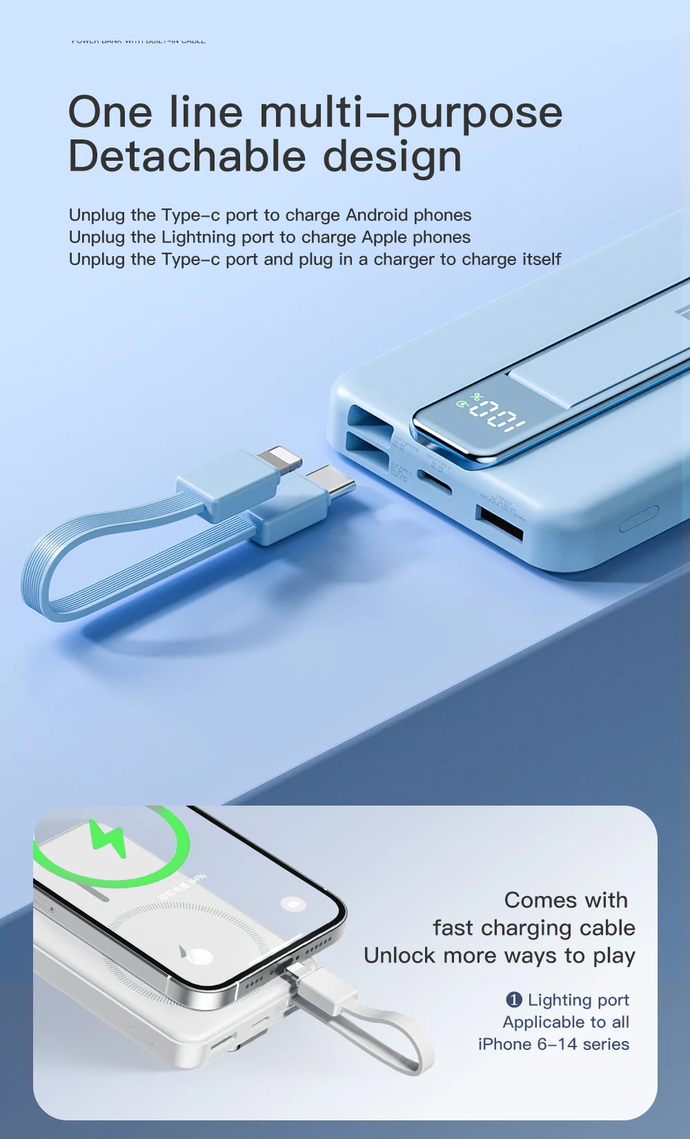 10000mAh Original Powerbank With Cable Magnetic Power Bank Wireless Fast Charger For iPhone Backup Battery For Magsafe with Gift