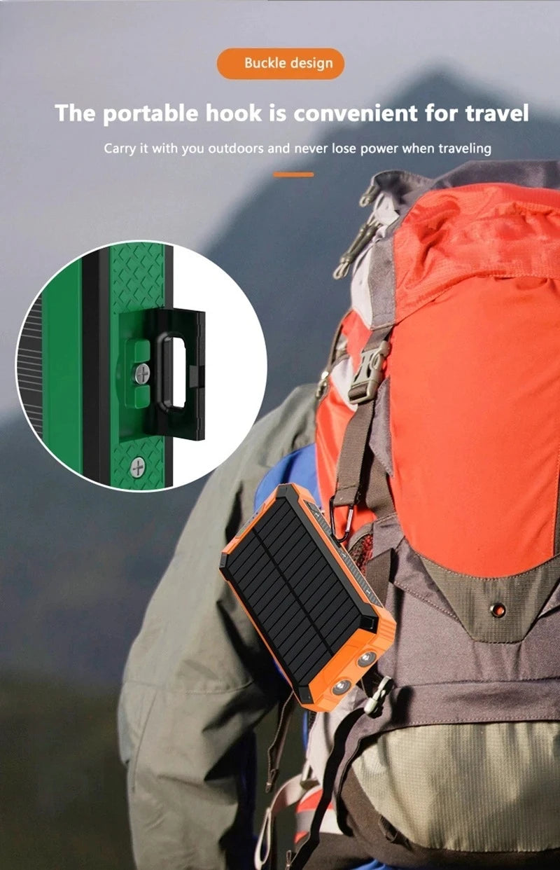 Solar Power Bank Wireless 200000mAh Large Capacity Fast Charging External Battery Outdoor Survival Emergency Equipment