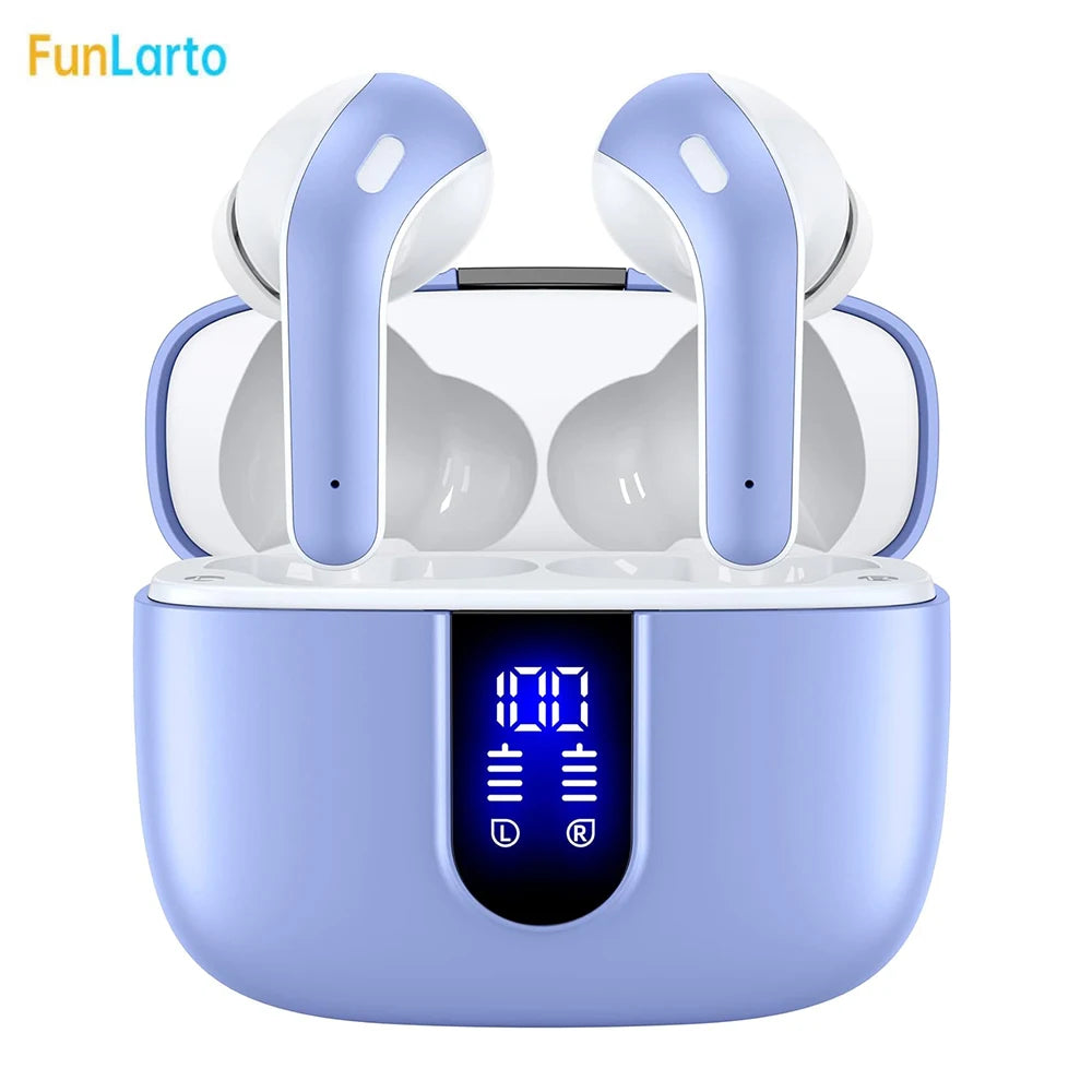 Wireless Earphones with Bluetooth 5.3, Quad-Mic Call Noise Reduction ENC, 50H Playtimes Wireless Earbuds Bluetooth Headphones
