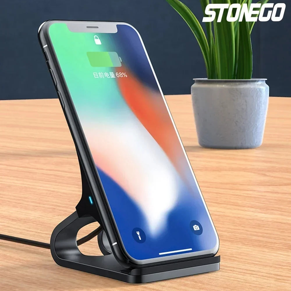 Wireless Charger Mount 10W 7.5W 5W Qi Fast Charging Pad 2 Coils Case Friendly Anti Slip Rubber Type C Input