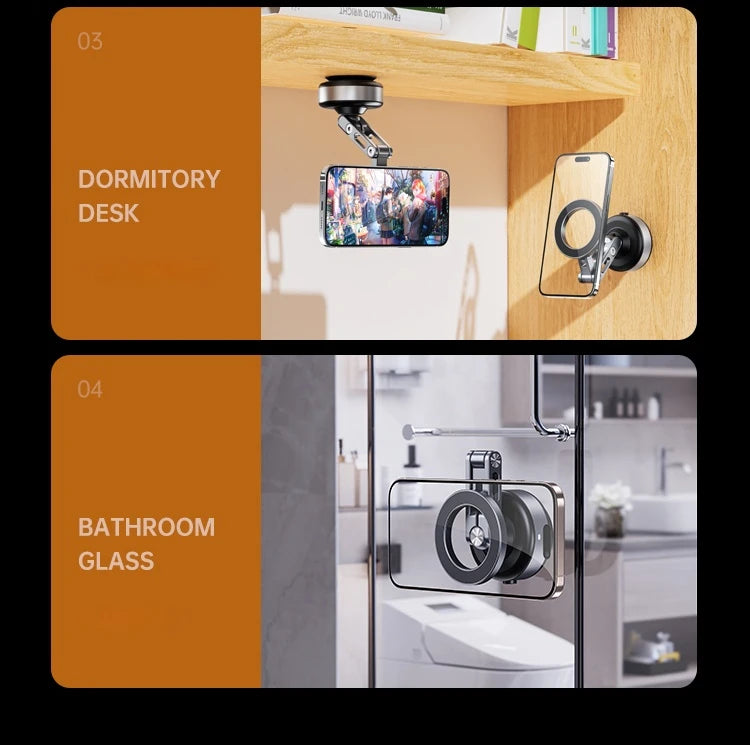 Magnetic Phone Holder Rotating Folding Electric Vacuum Suction Mag Stand For Car Navigation Gym Kitchen Streaming Bracket