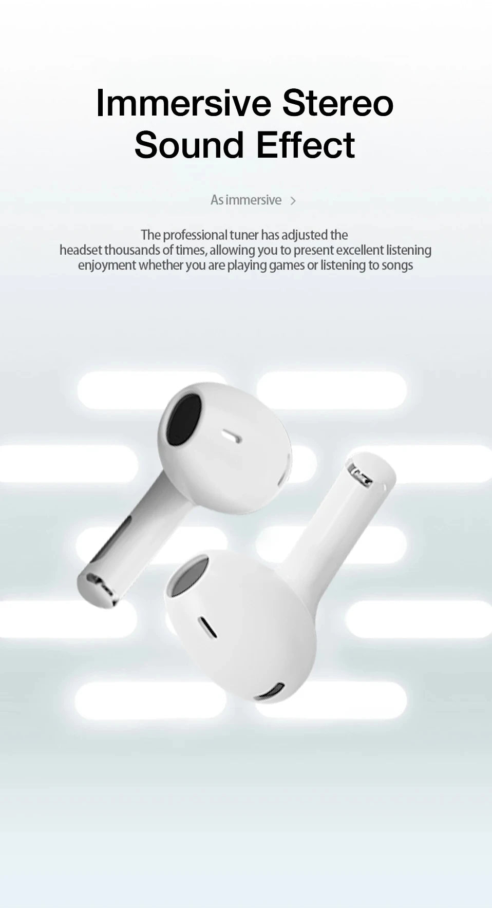 Bluetooth 5.3 True Wireless Earbuds with Charging Box Waterproof Earphone Volume Control Mini TWS Headphone Handsfree for Sports