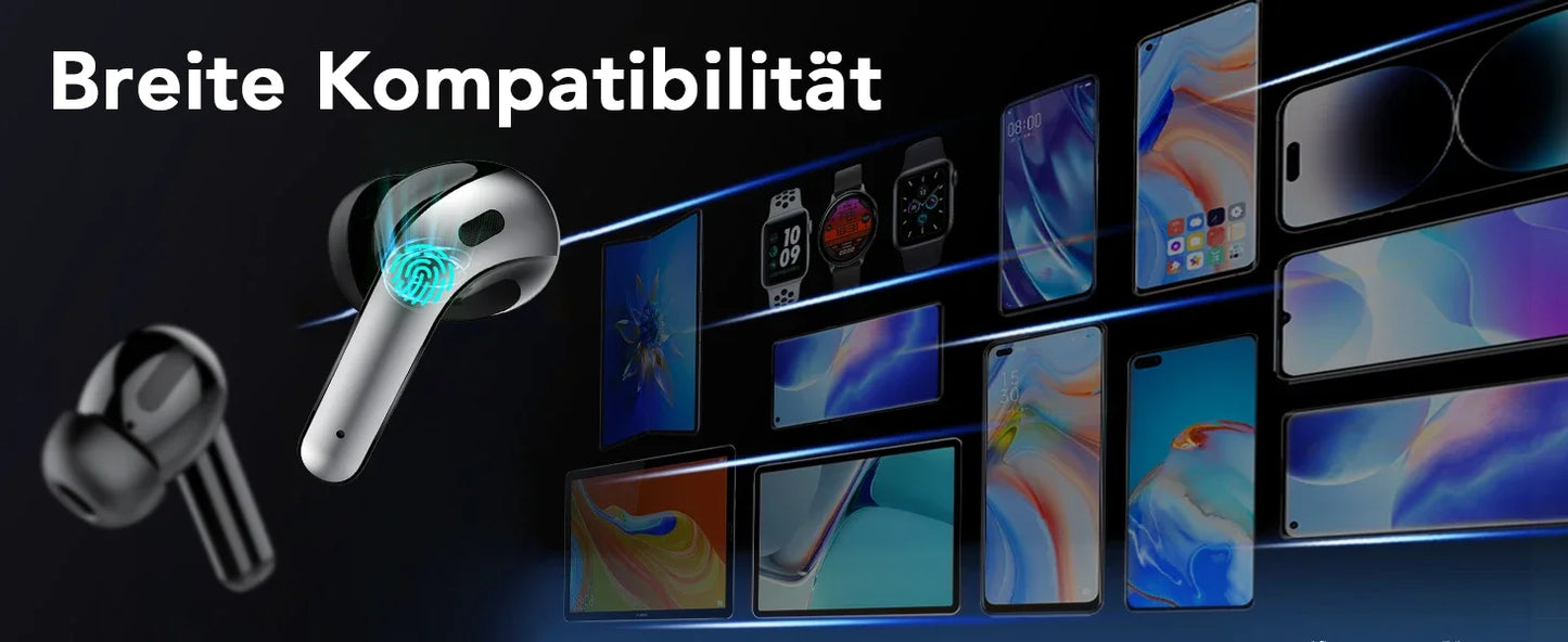 Wireless Earphones with Bluetooth 5.3, Quad-Mic Call Noise Reduction ENC, 50H Playtimes Wireless Earbuds Bluetooth Headphones