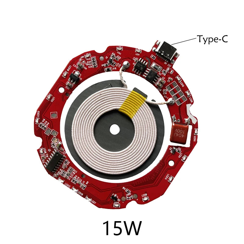 10W 15W 20W High Power Wireless Charger Transmitter Module Type C Micro USB + Coil QC/PD/QI Standard Fast Charging Circuit Board