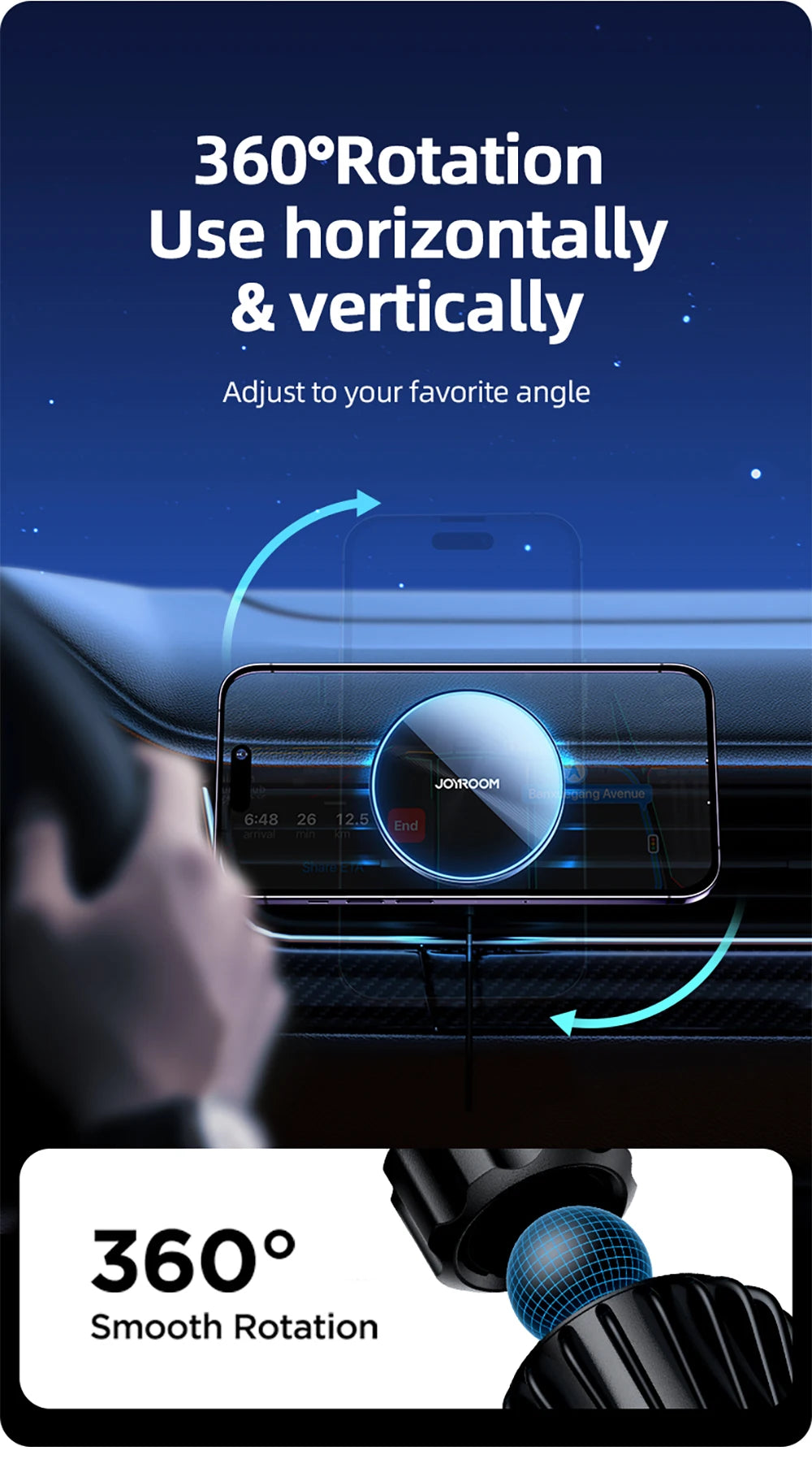 Joyroom Magnetic Car Phone Mount Wireless Fast Car Charger for iPhone Holder 15W Magnetic Car Phone Holder Mount Wireless