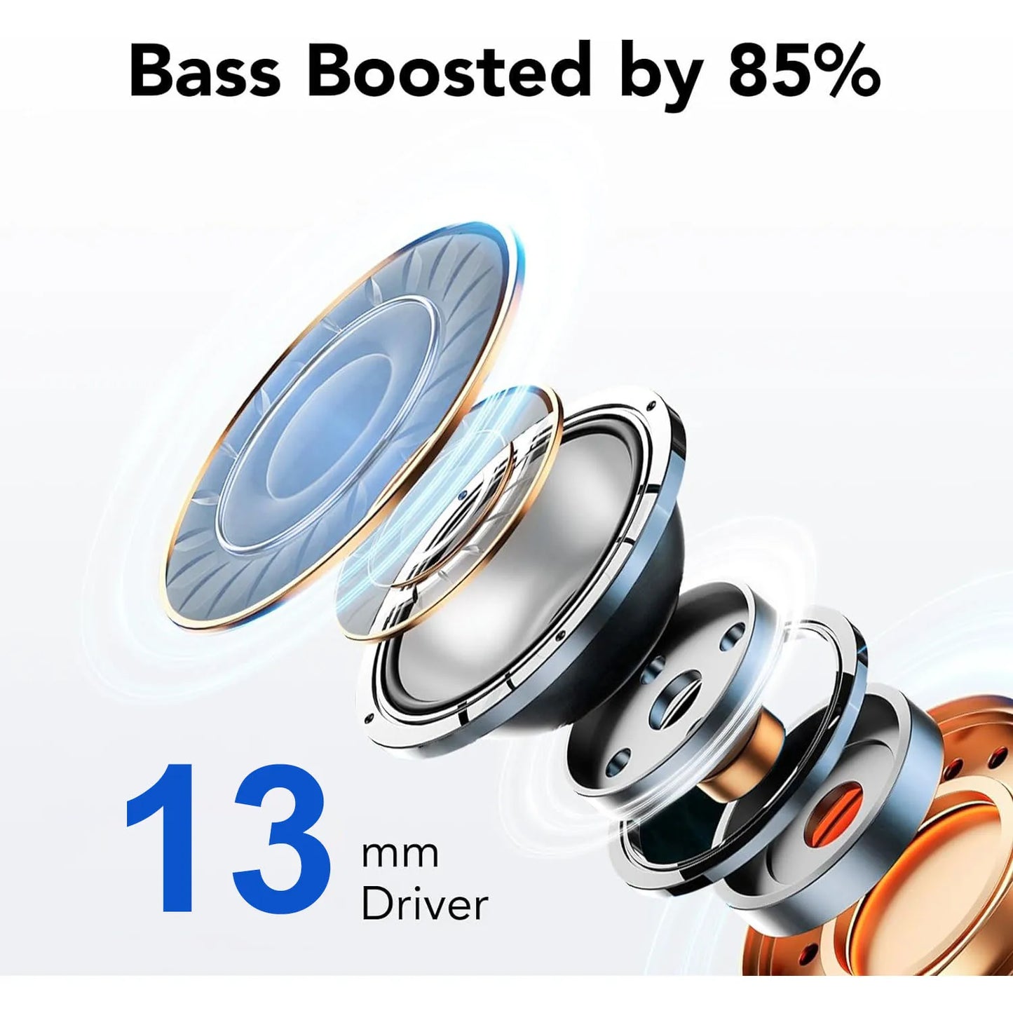 Wireless Earphones with Bluetooth 5.3, Quad-Mic Call Noise Reduction ENC, 50H Playtimes Wireless Earbuds Bluetooth Headphones