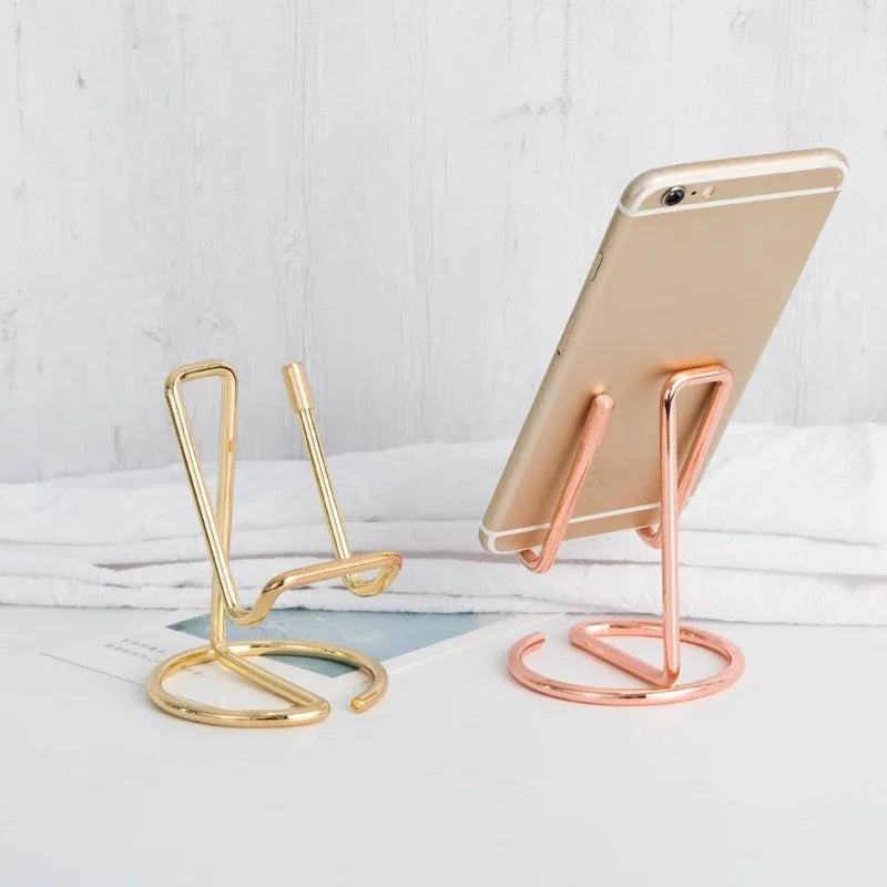 Cell Phone Stand for Desk, Business Card Holder,Cute Metal Cell Phone Stand, Metal Wire Cellphone Cradle Dock for Phone Tablet