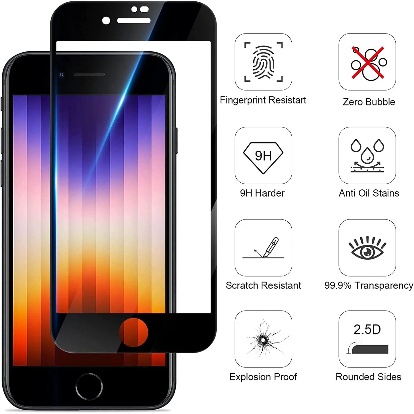 5Pcs Screen Protector on the for iPhone 7 8 6 6S Plus Tempered Glass For Se 2020 2022