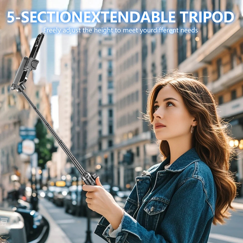 The Selfie Stick Tripod Adopts A Telescopic And Folding Design Which Is Very Convenient To Store And Carry And Can Rotate 360°