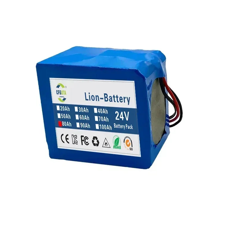 24V 100Ah Lithium Battery 6S6P Rechargeable Battery Packs Electric Scooter Bicycle Batteries Solar BMS+ Charger