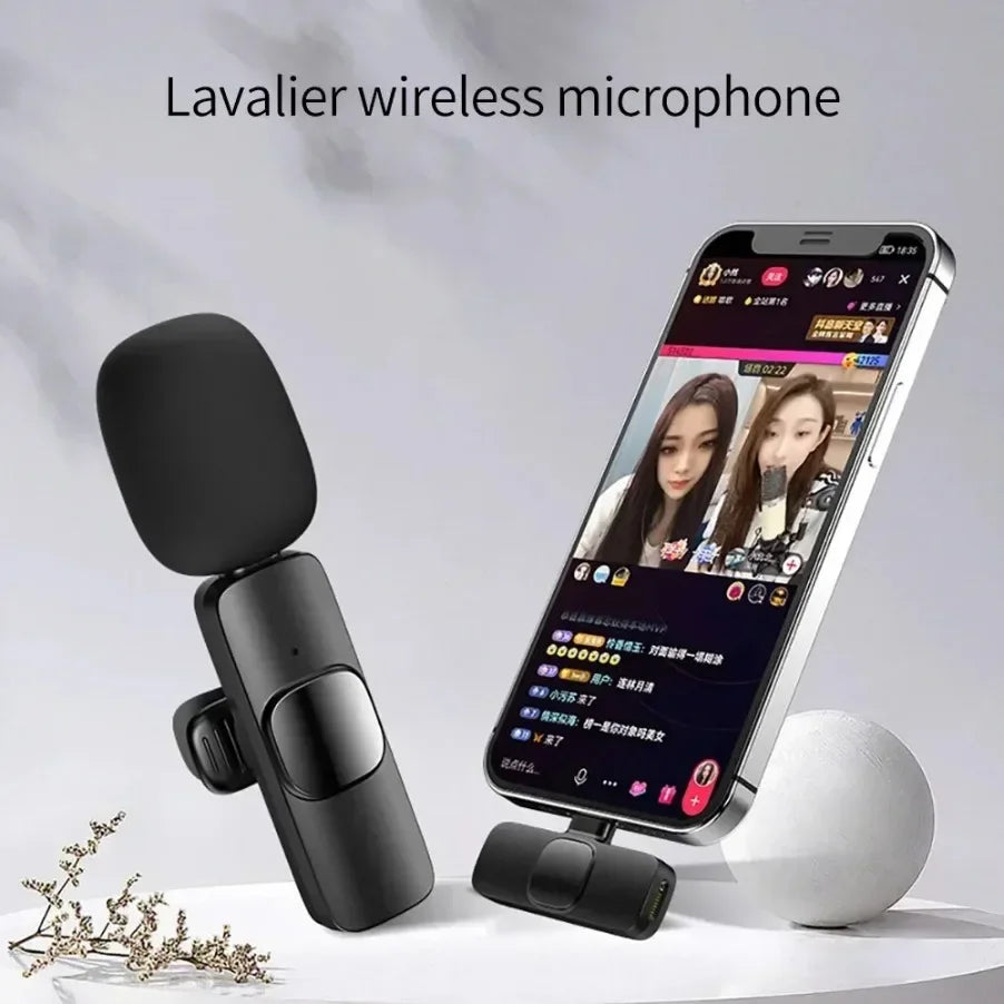 Portable Wireless Lavalier Microphone Audio Video Recording Mini Mic For iPhone Android Live Broadcast Gaming Phone With Receive