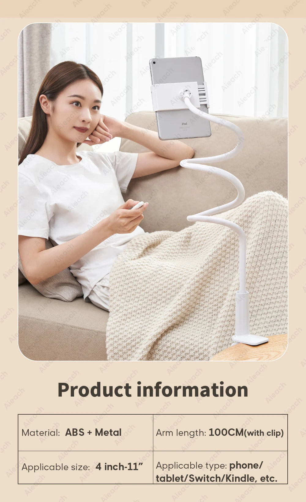 Tablet Bracket for Bed Desk Gooseneck Tablet Stand Flexible Long Arm Clamp 11 inch Tablet Holder For Smartphone Redmi Lenovo Pad