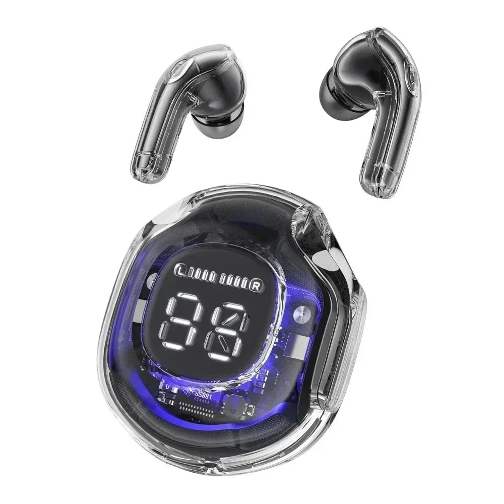 Bluetooth Earbuds Transparent with LED Digital Display Wireless In-Ear Earphone for Xiaomi Huawei iPhone Headphone